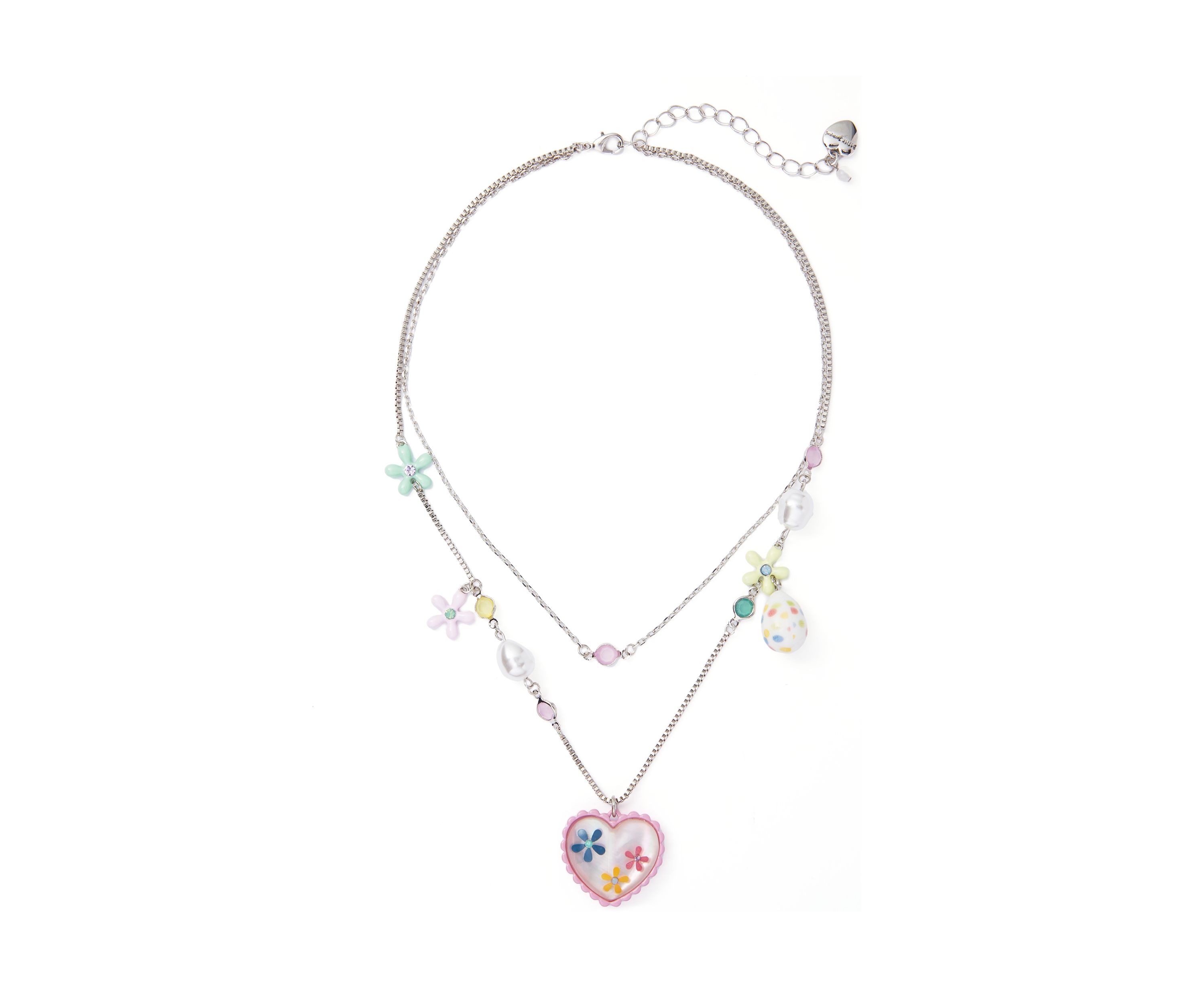 Spring Floral Heart Layered Necklace
