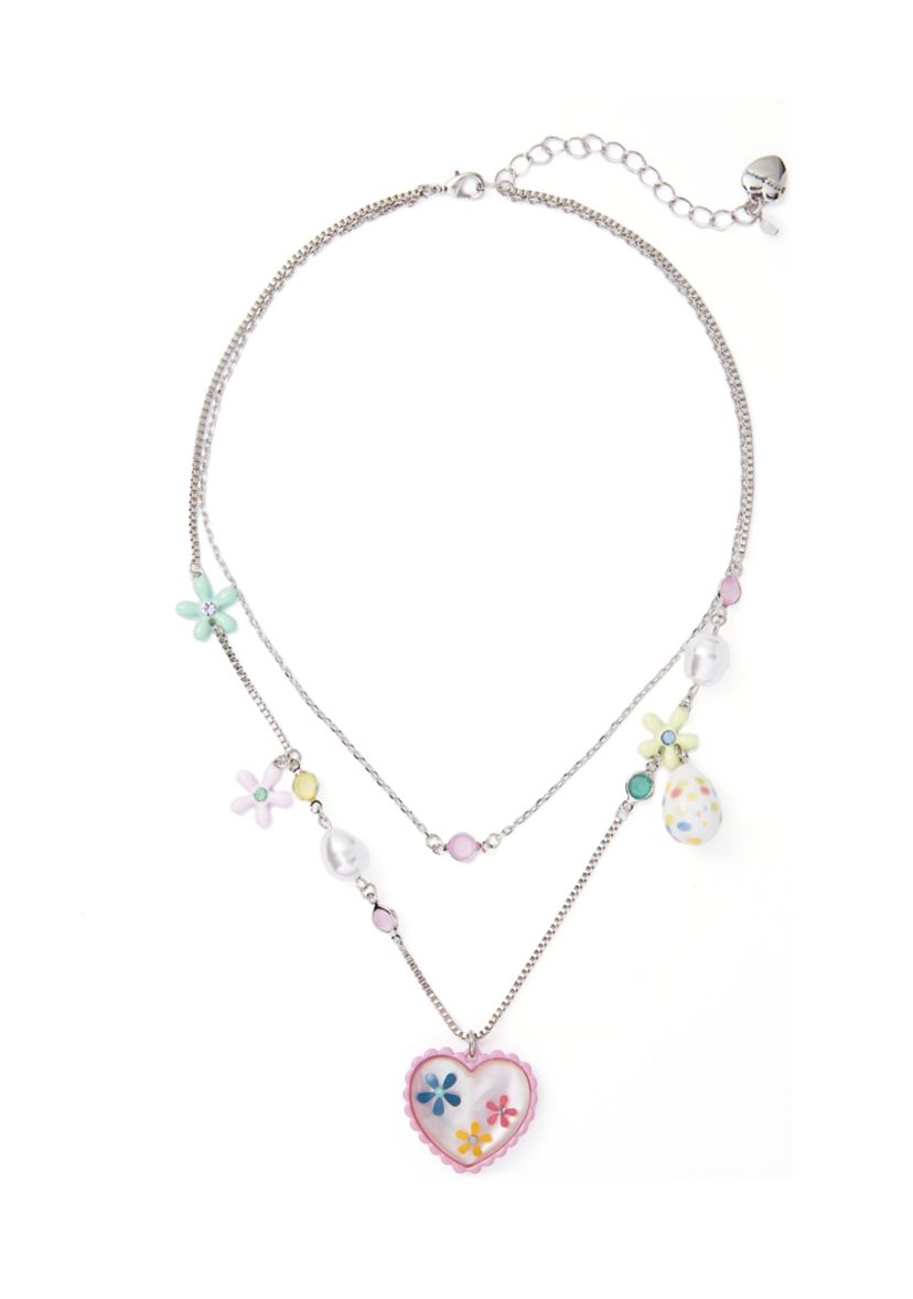 Spring Floral Heart Layered Necklace