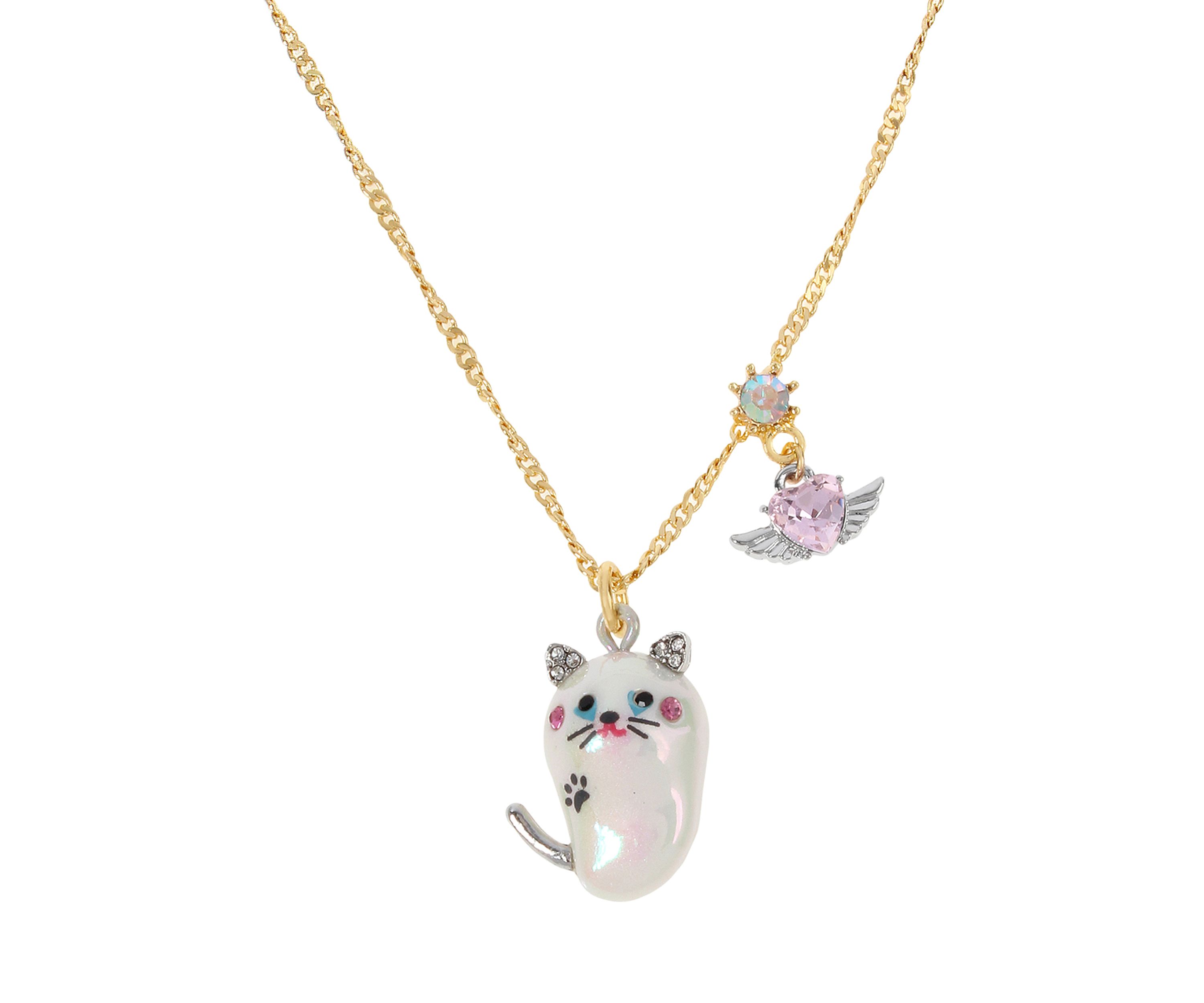 Pearl Critters Cat Pendant Necklace