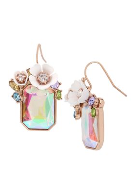 Flower Cluster Stone Drop Earrings