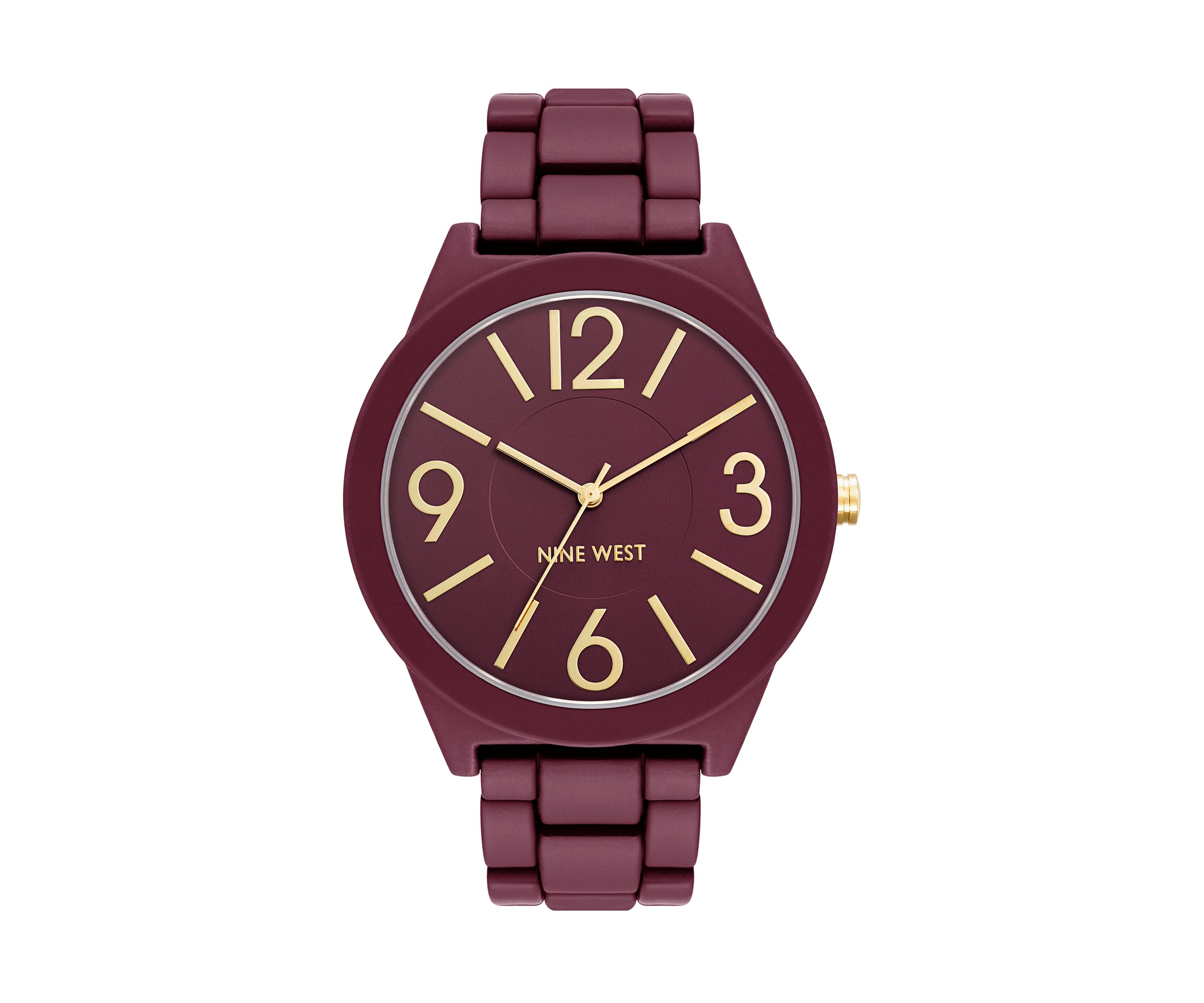 Quartz Round Burgundy Rubberized Link Watch