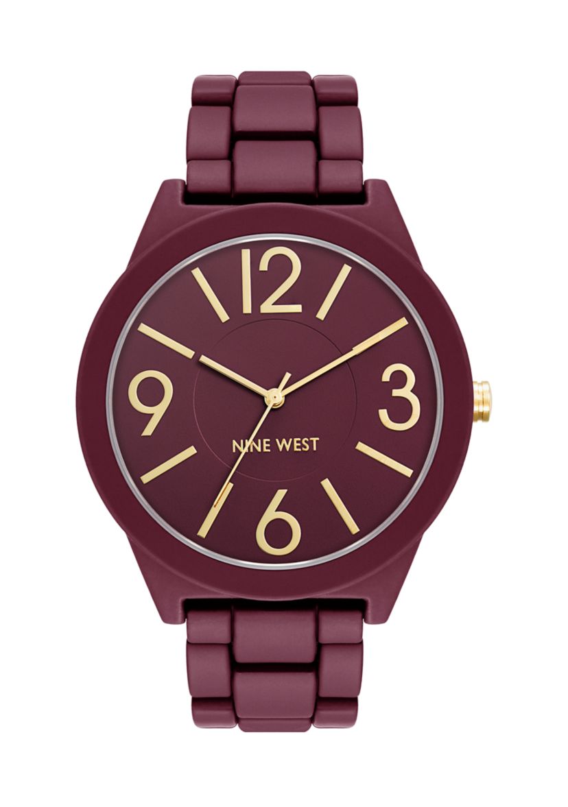 Quartz Round Burgundy Rubberized Link Watch