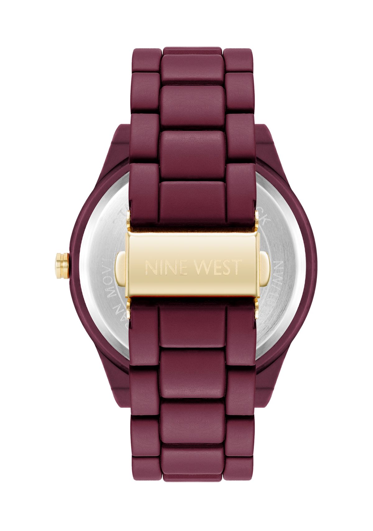 Quartz Round Burgundy Rubberized Link Watch
