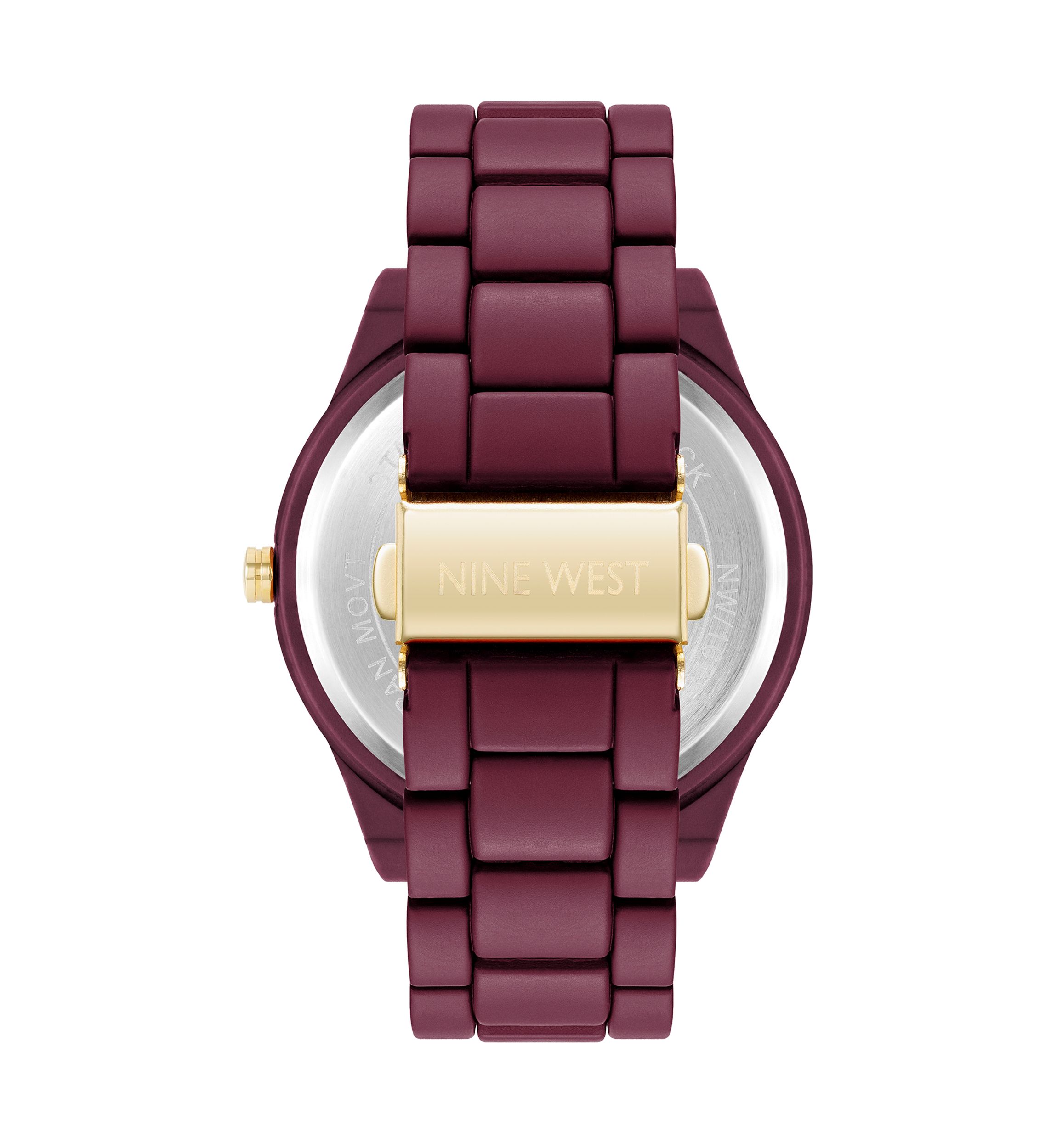 Quartz Round Burgundy Rubberized Link Watch