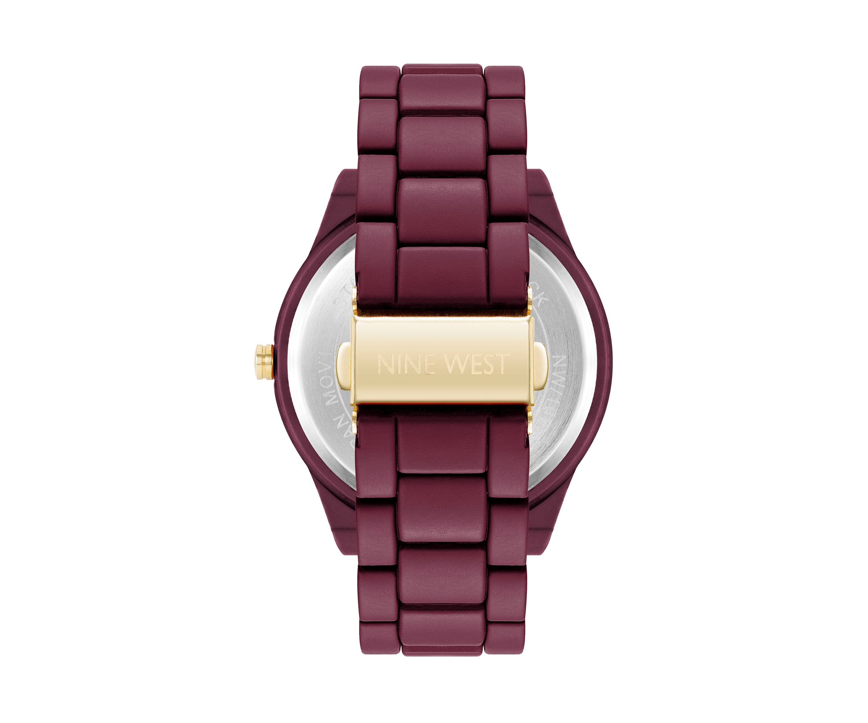 Quartz Round Burgundy Rubberized Link Watch