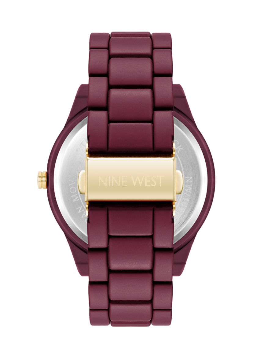 Quartz Round Burgundy Rubberized Link Watch