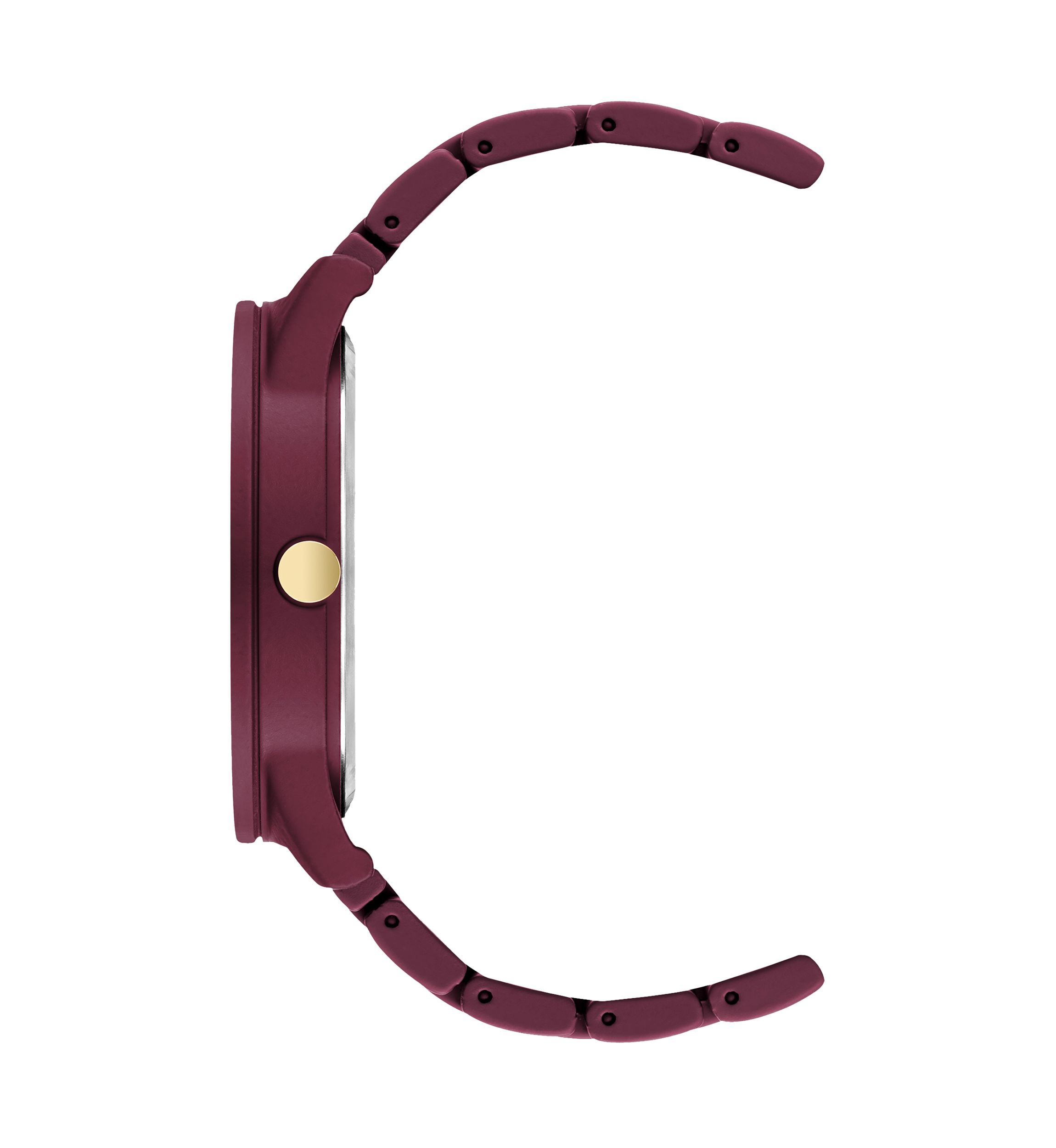 Quartz Round Burgundy Rubberized Link Watch