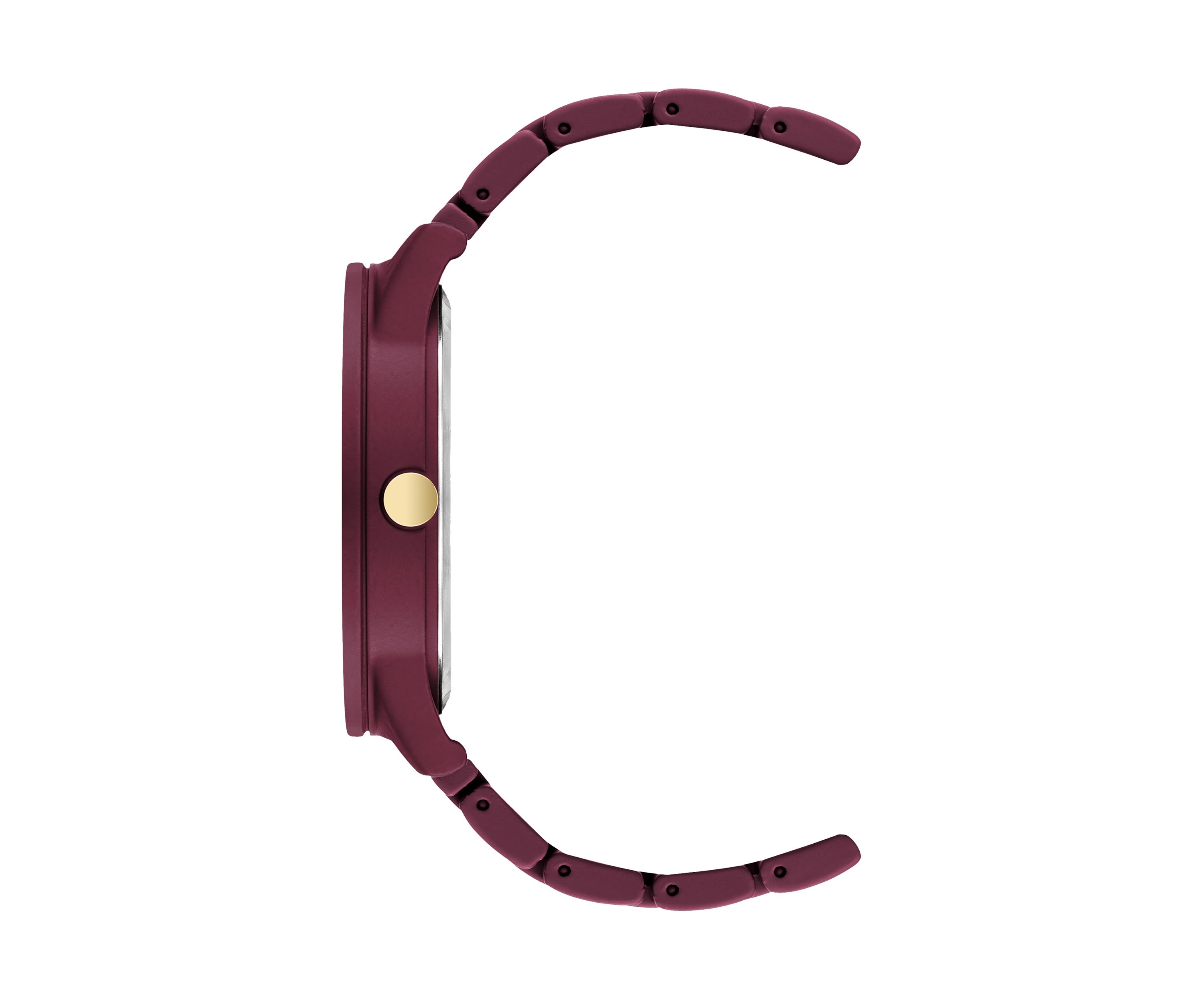 Quartz Round Burgundy Rubberized Link Watch