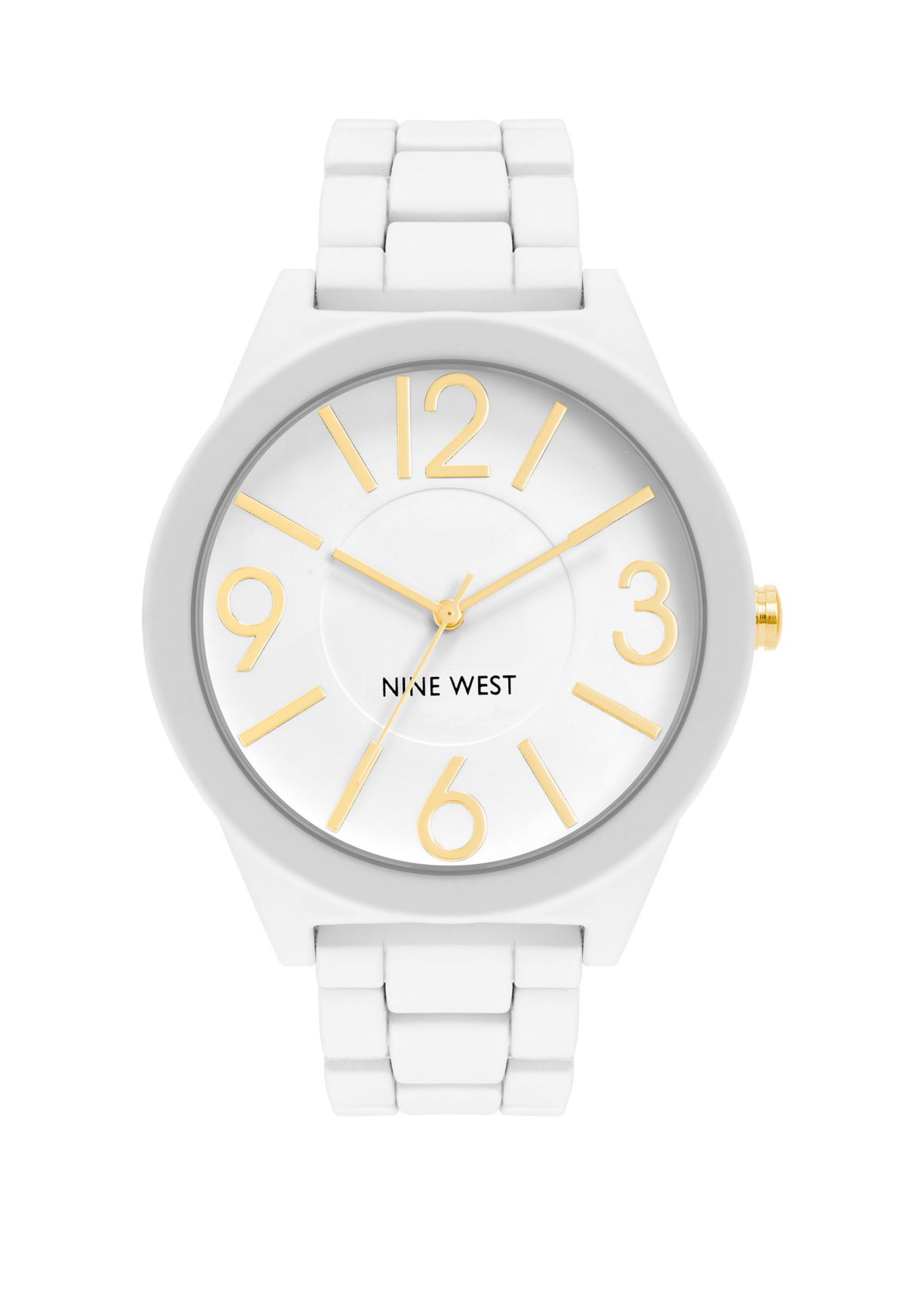 Womens 42 Millimeter Matte White Metal Link Bracelet 