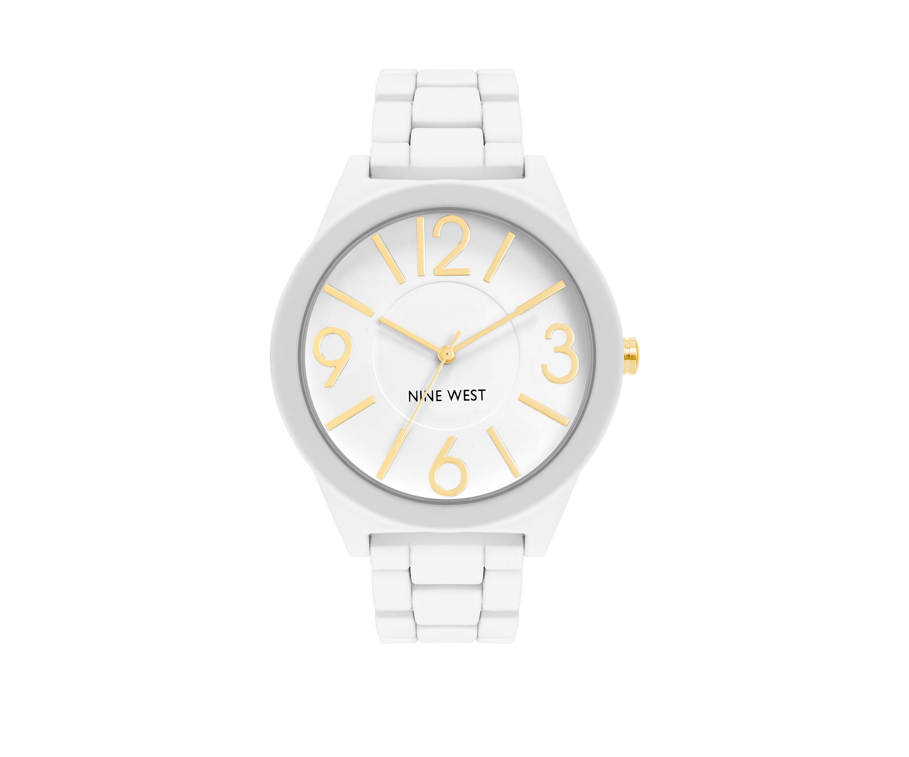 Womens 42 Millimeter Matte White Metal Link Bracelet 