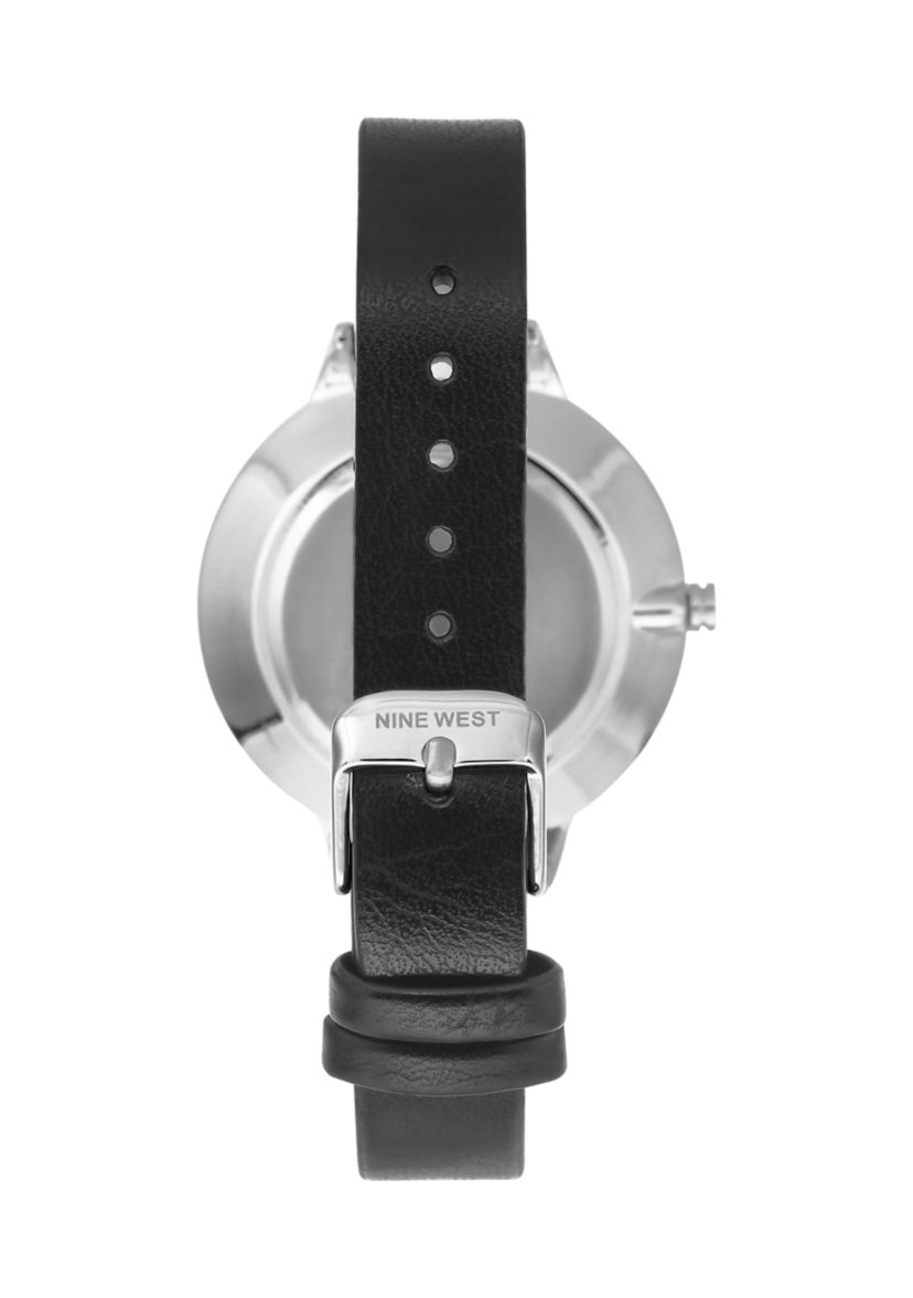 Leather Band and Alloy Metal with Floral Pattern Dial Watch
