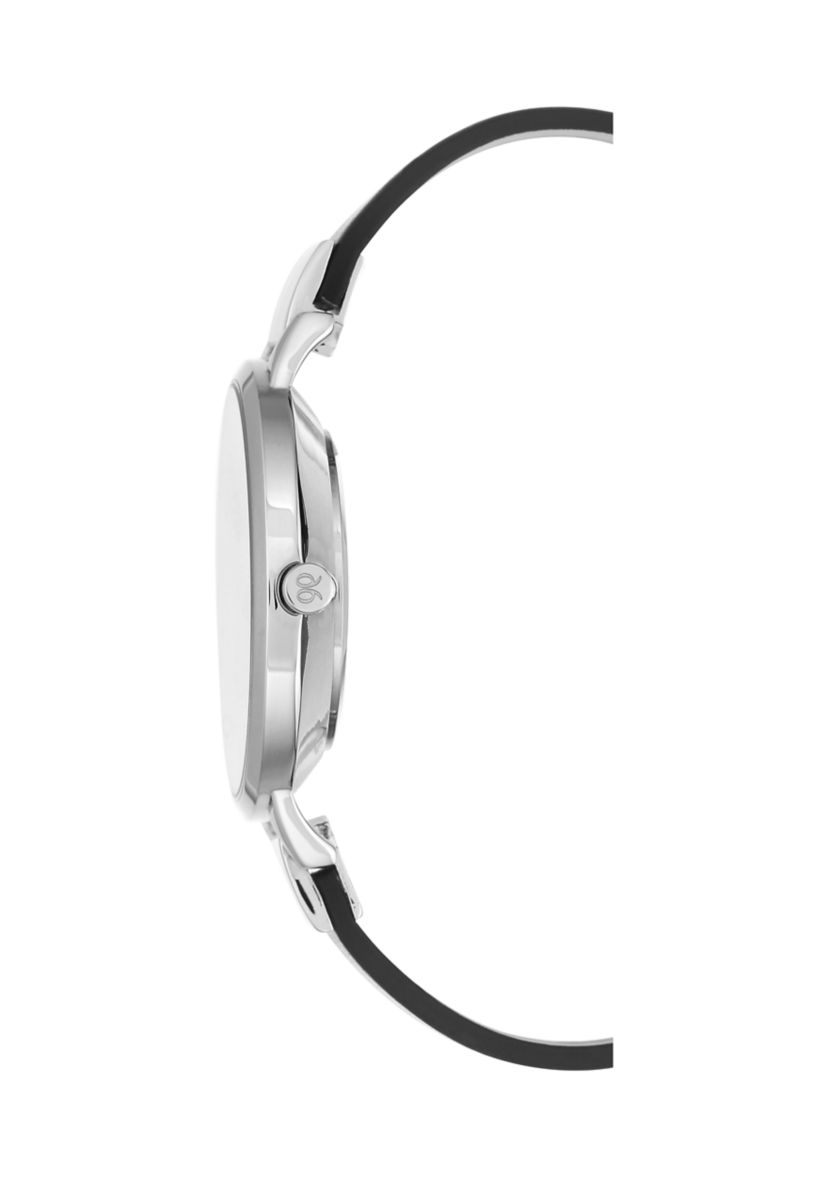 Leather Band and Alloy Metal with Floral Pattern Dial Watch