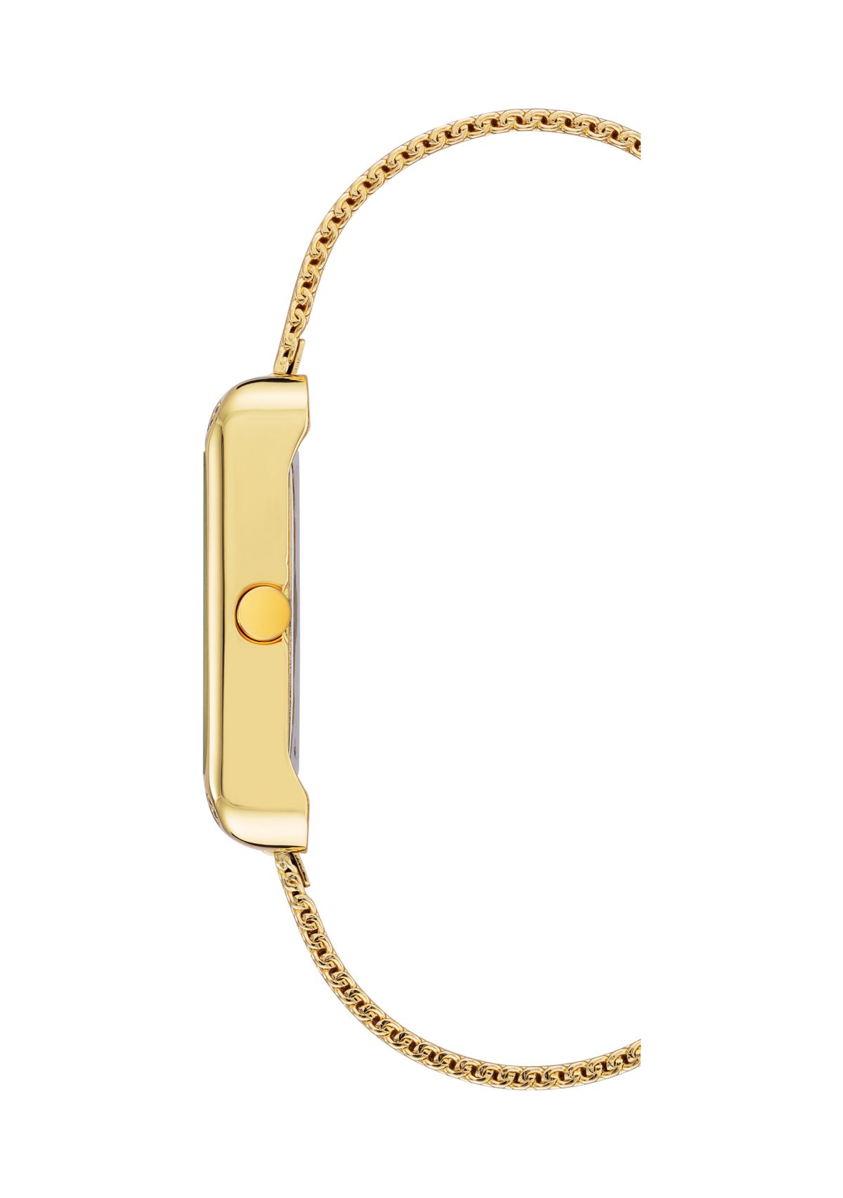 Womens Rectangular Gold-Tone Stainless Steel Mesh Band Watch, 29 Millimeter