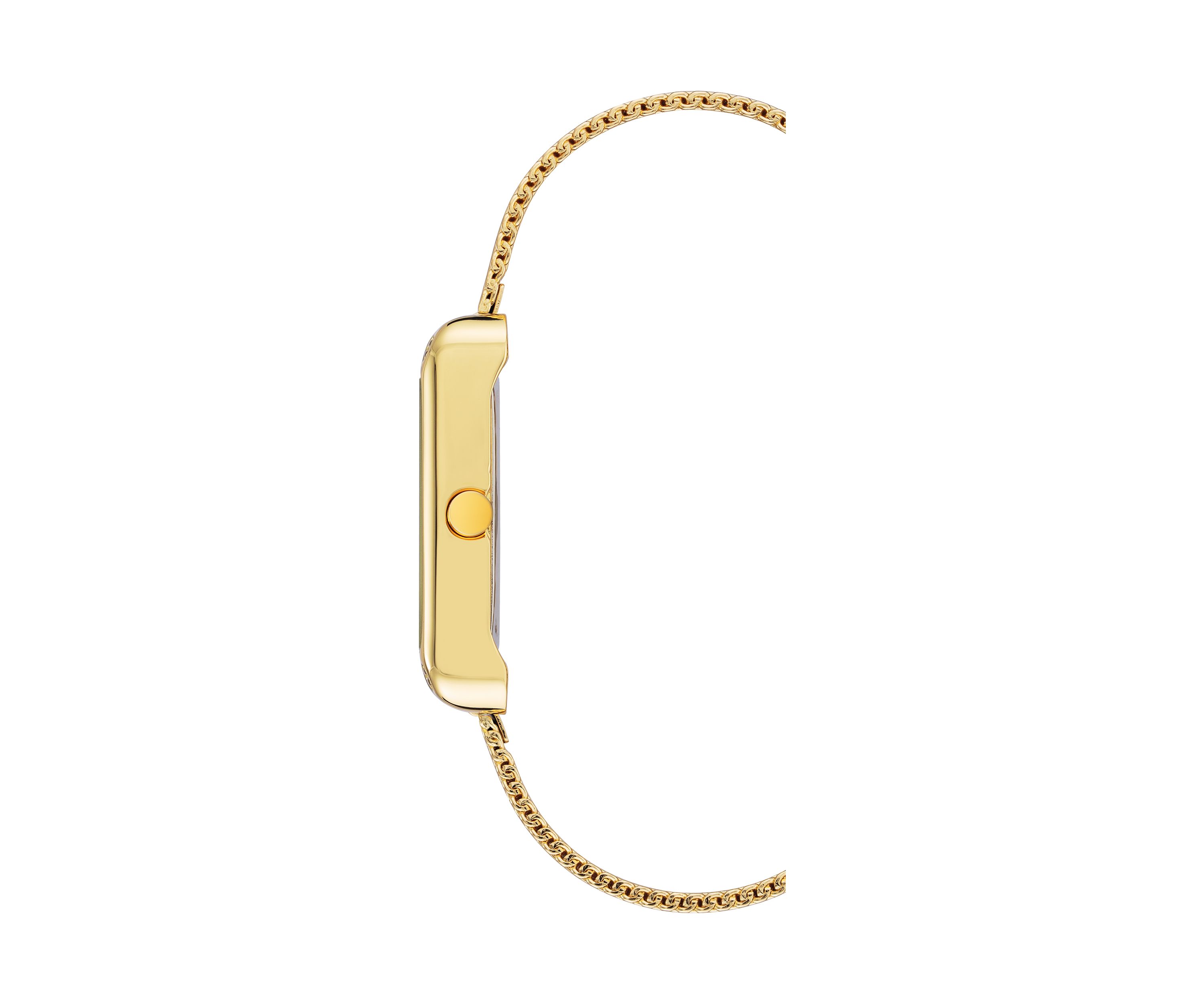 Womens Rectangular Gold-Tone Stainless Steel Mesh Band Watch, 29 Millimeter