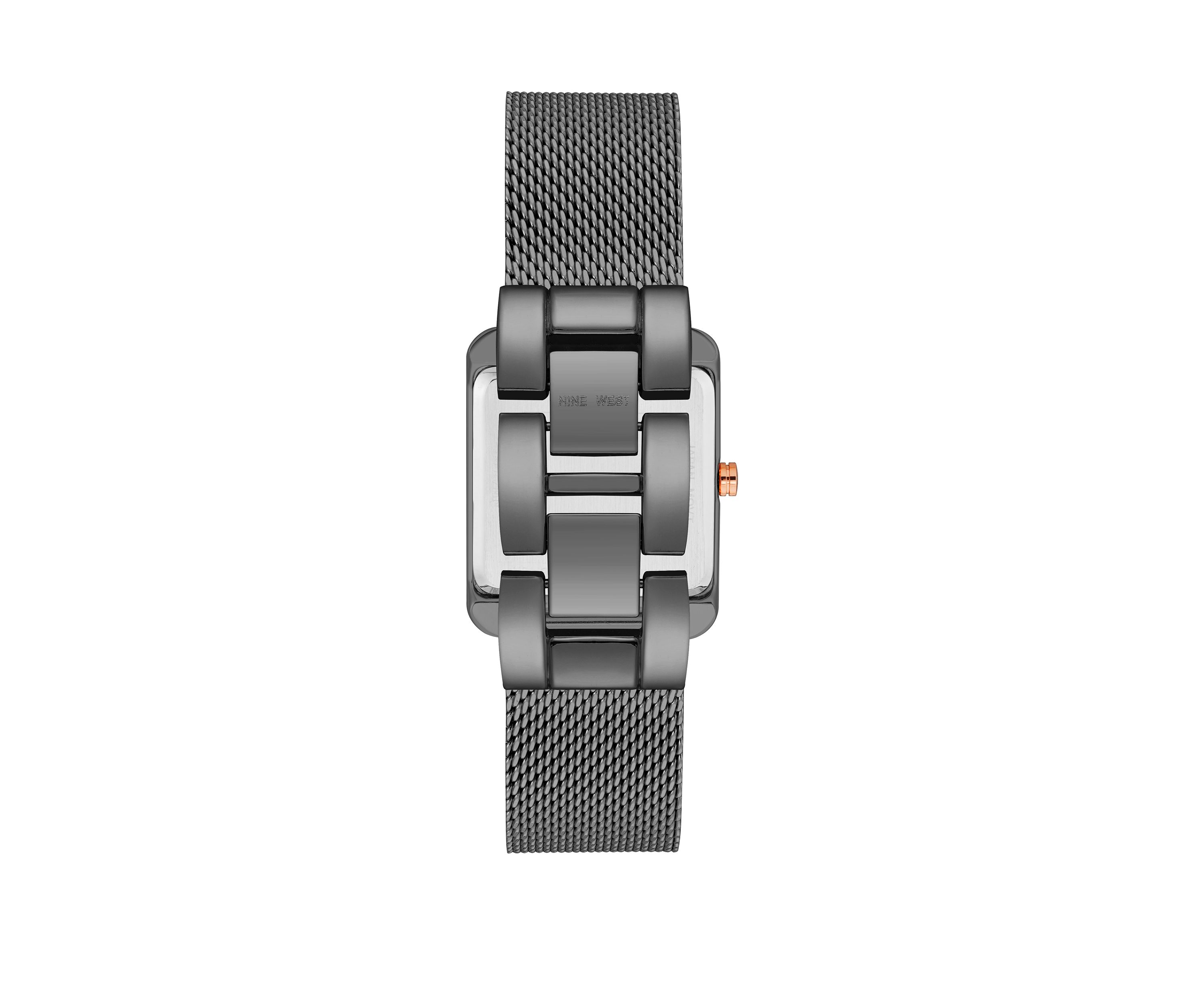 Womens 29 Millimeter Rectangular Dark Gray Stainless Steel Mesh Band Watch 