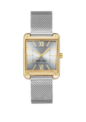 Nine West Women's 29 Millimeter Rectangular Silver-Tone Stainless Steel Mesh Band Watch -  5800884NW2091SVTT