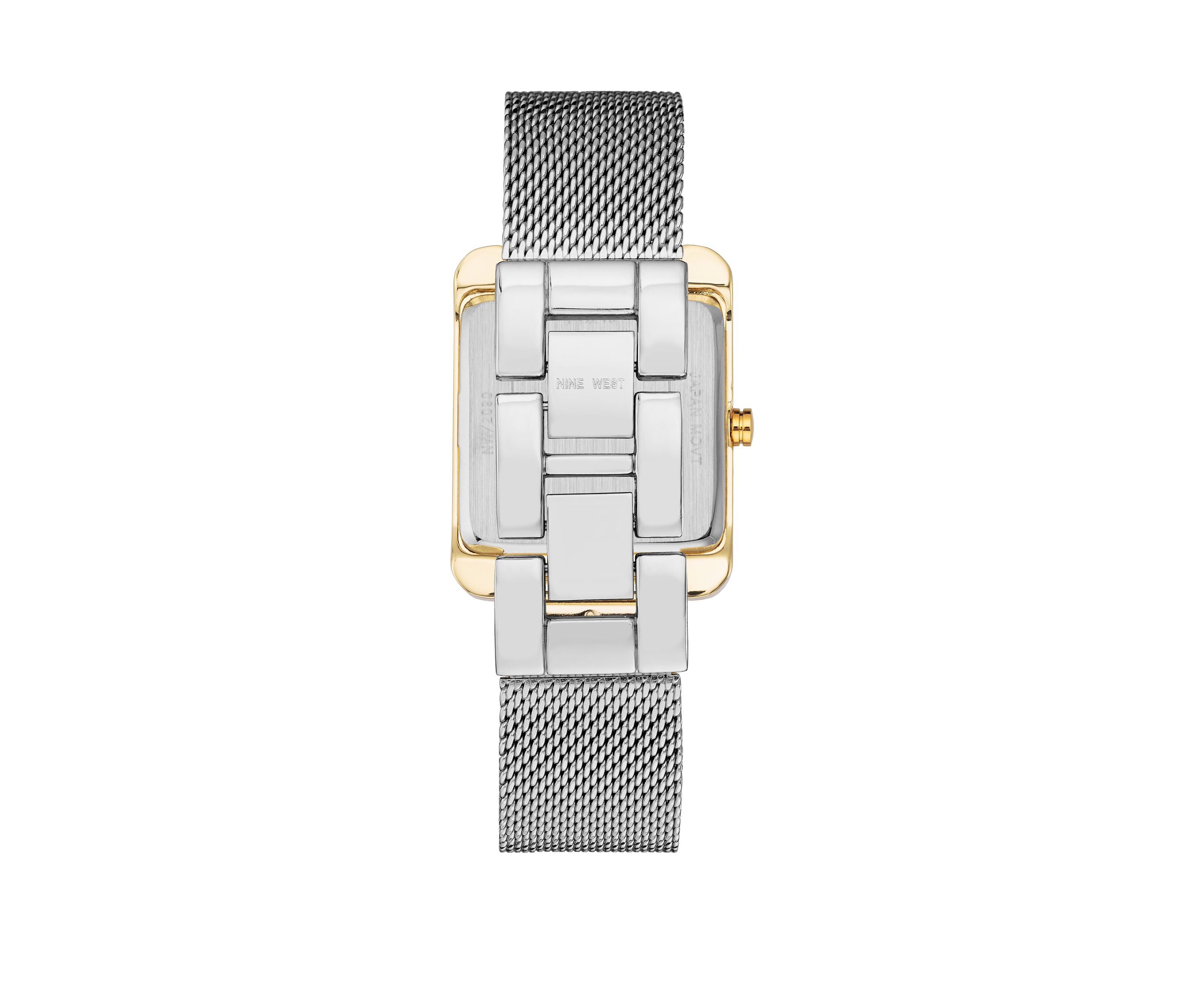 Womens 29 Millimeter Rectangular Silver-Tone Stainless Steel Mesh Band Watch 