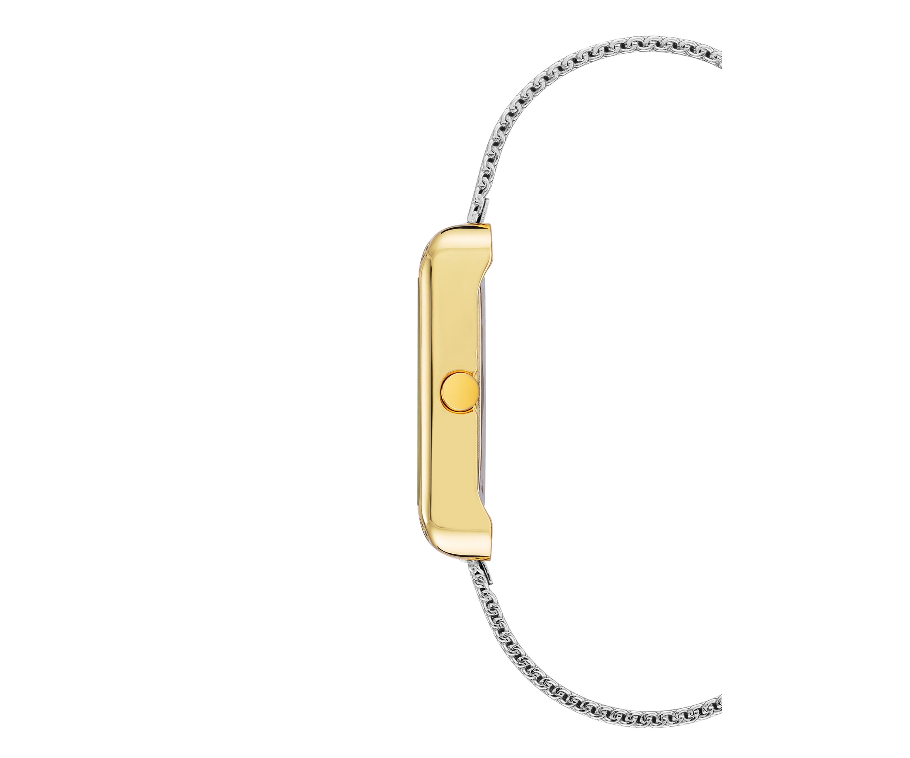 Womens 29 Millimeter Rectangular Silver-Tone Stainless Steel Mesh Band Watch 
