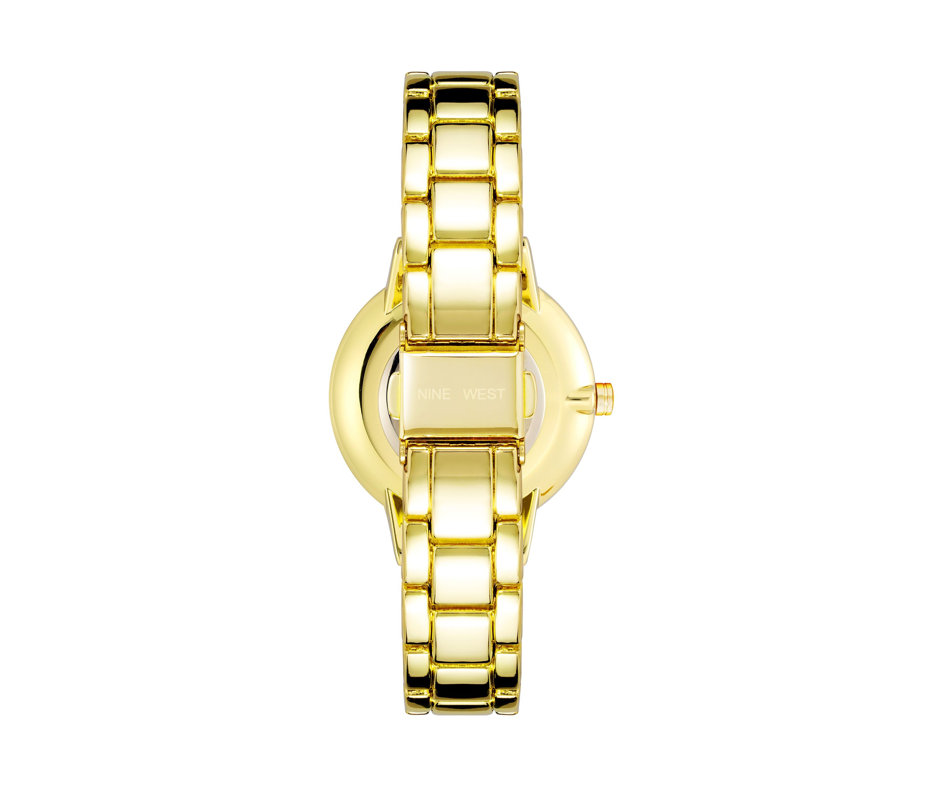 Quartz Round Gold-Tone Alloy Metal Link Bracelet Watch