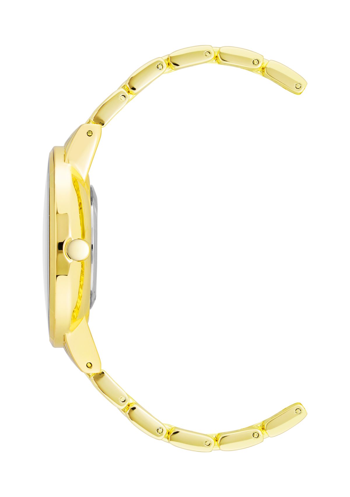 Quartz Round Gold-Tone Alloy Metal Link Bracelet Watch