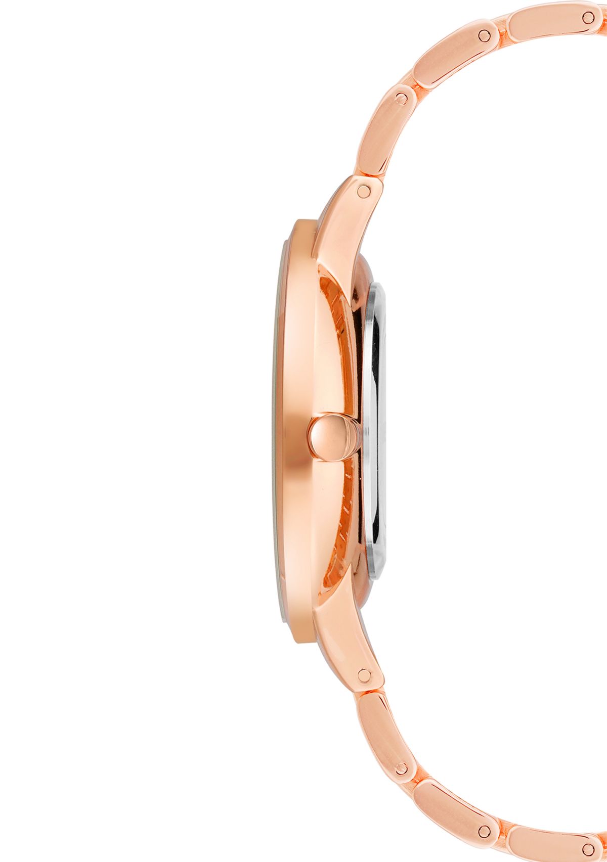 Womens 36 Millimeter Rose Gold-Tone Metal Link Bracelet Watch 