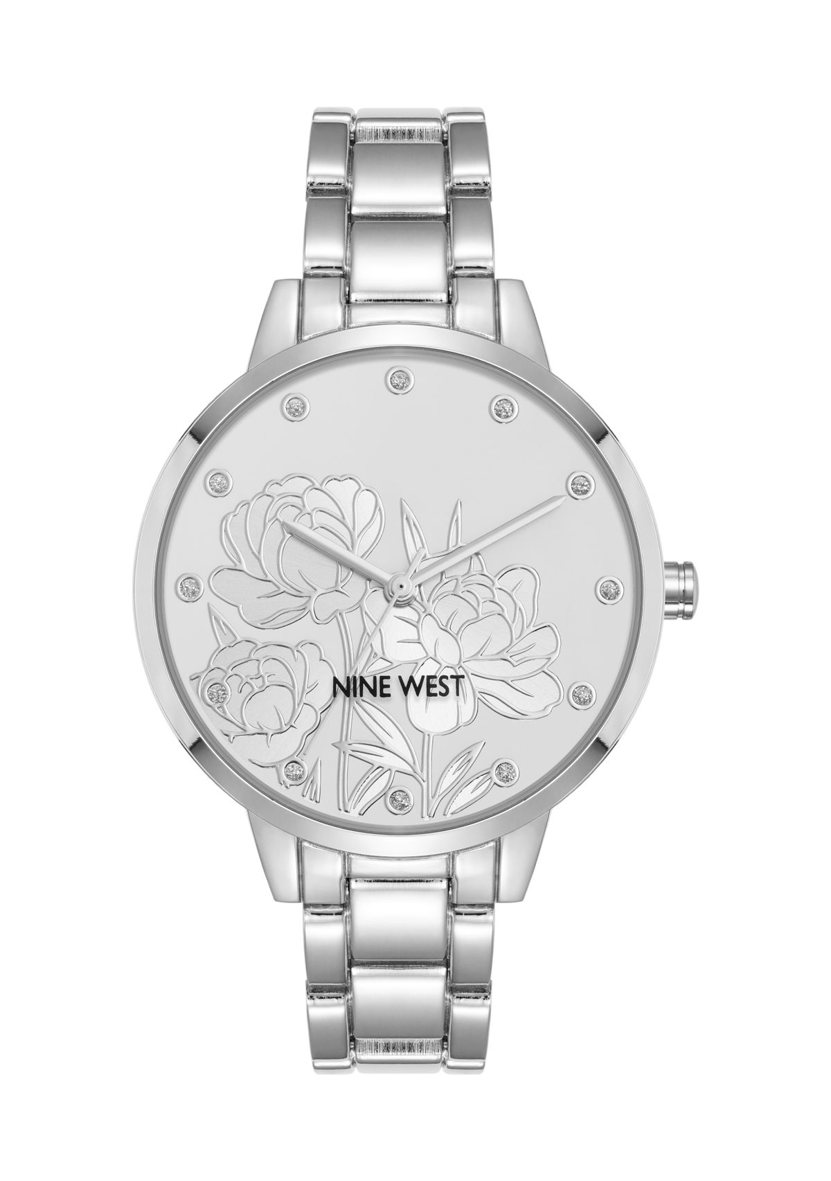 Quartz Metal Alloy Embossed Floral Dial Watch