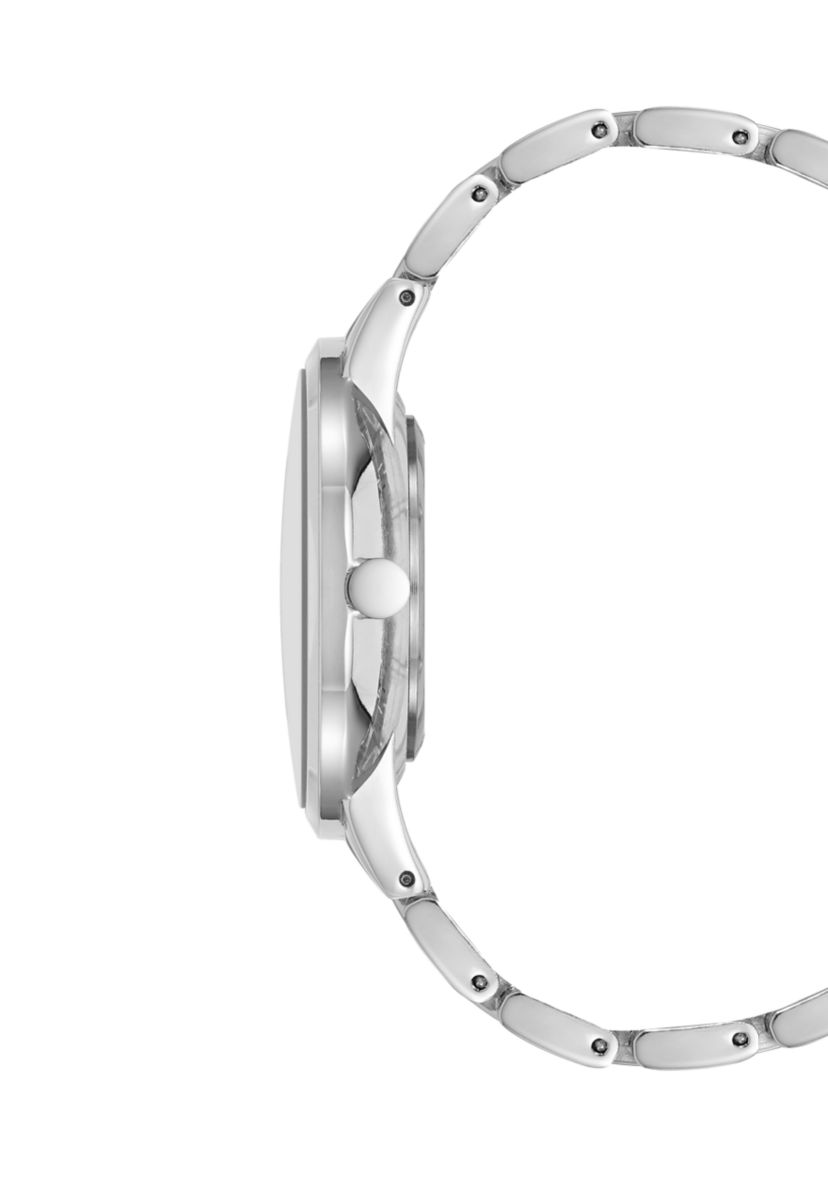 Quartz Metal Alloy Embossed Floral Dial Watch