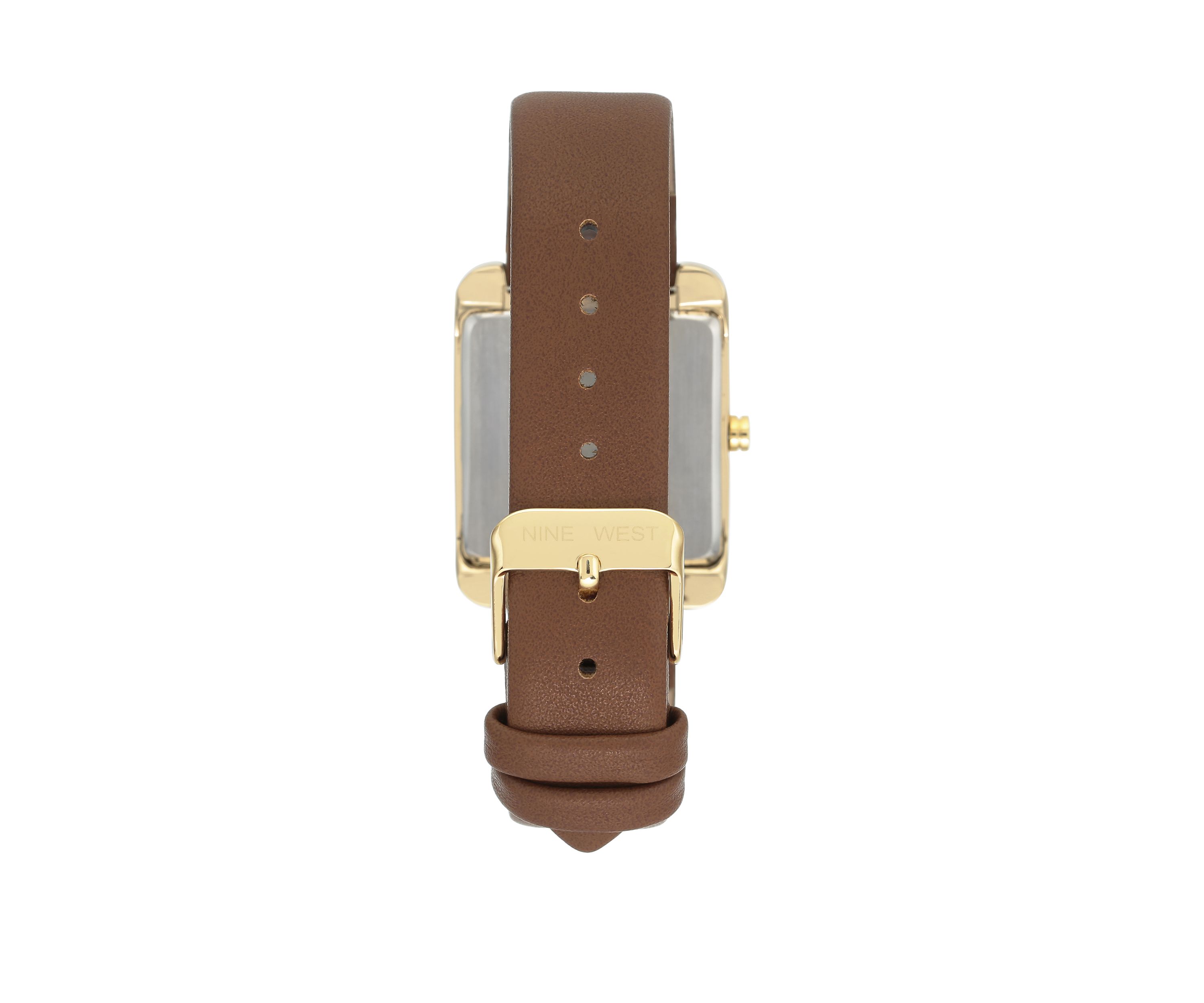 Womens 29 Millimeter Rectangular Brown Faux Leather Band Watch 