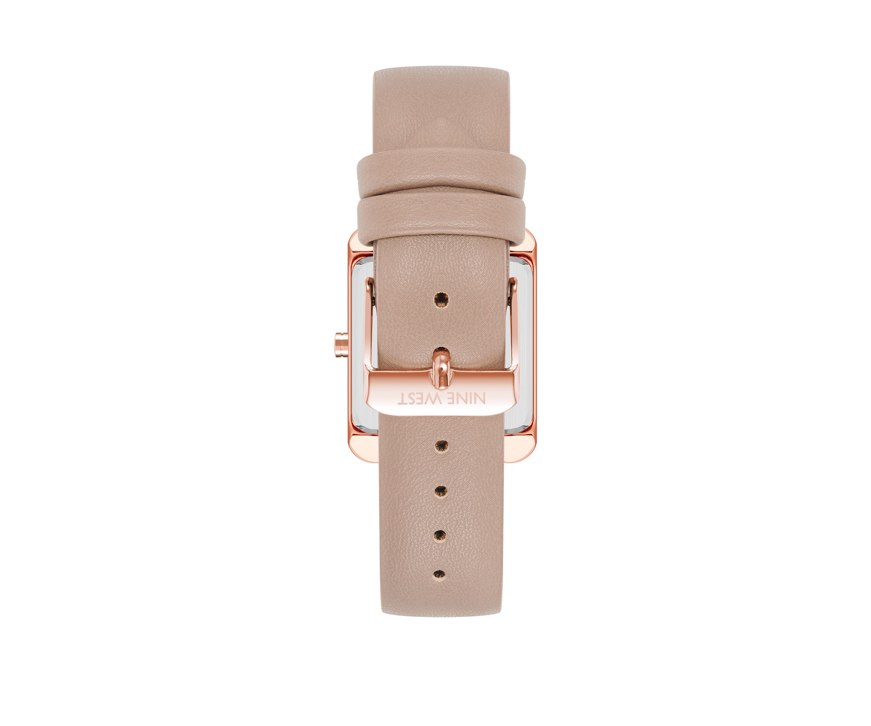 Womens 29 Millimeter Rectangular Taupe Faux Leather Band Watch 
