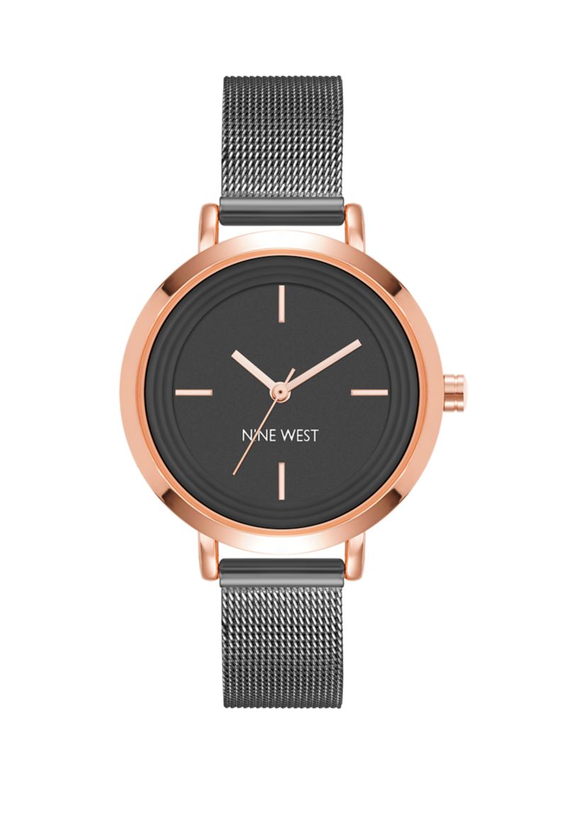 Womens 34 Millimeter Black Stainless Steel Mesh Band Watch