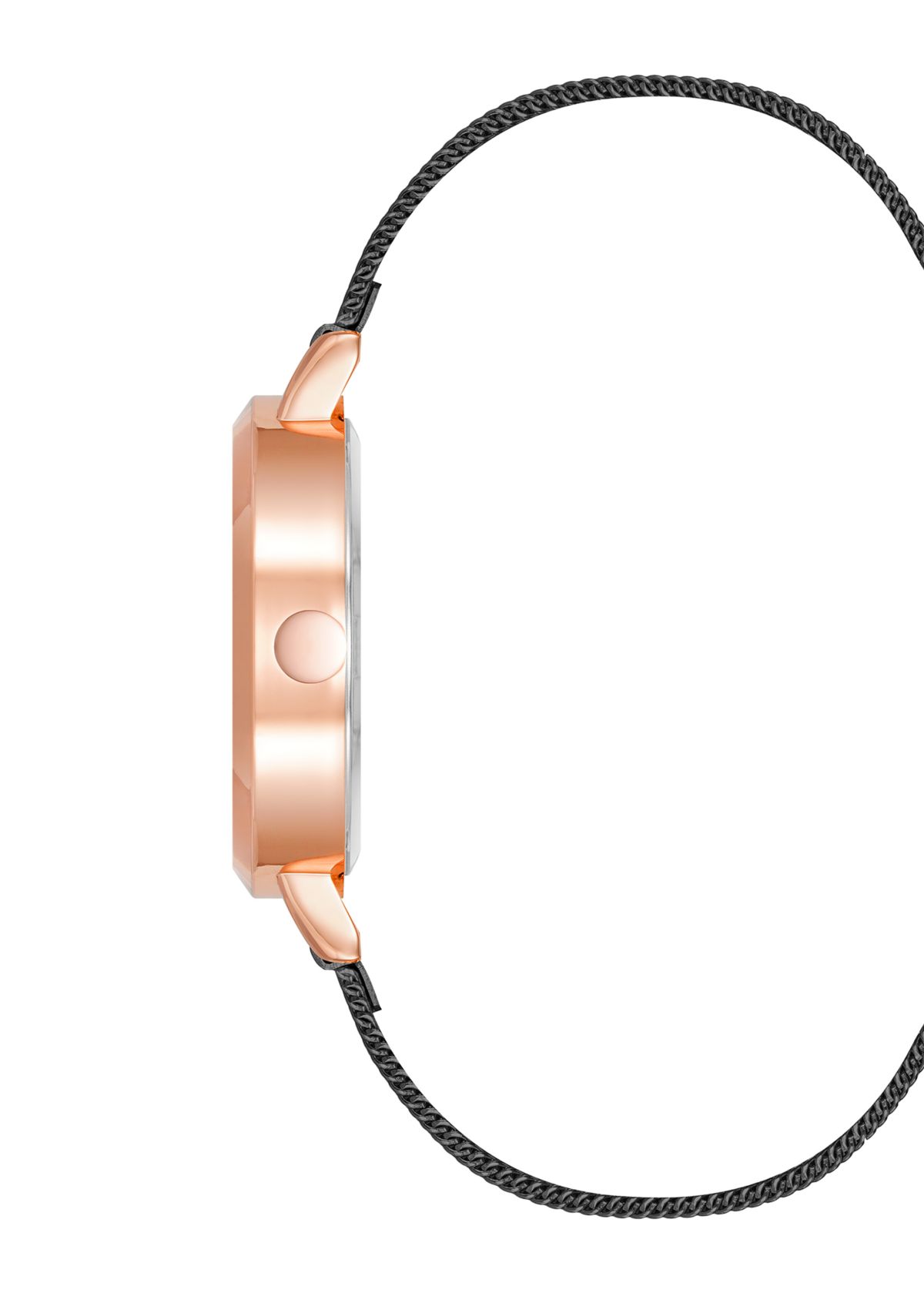 Womens 34 Millimeter Black Stainless Steel Mesh Band Watch