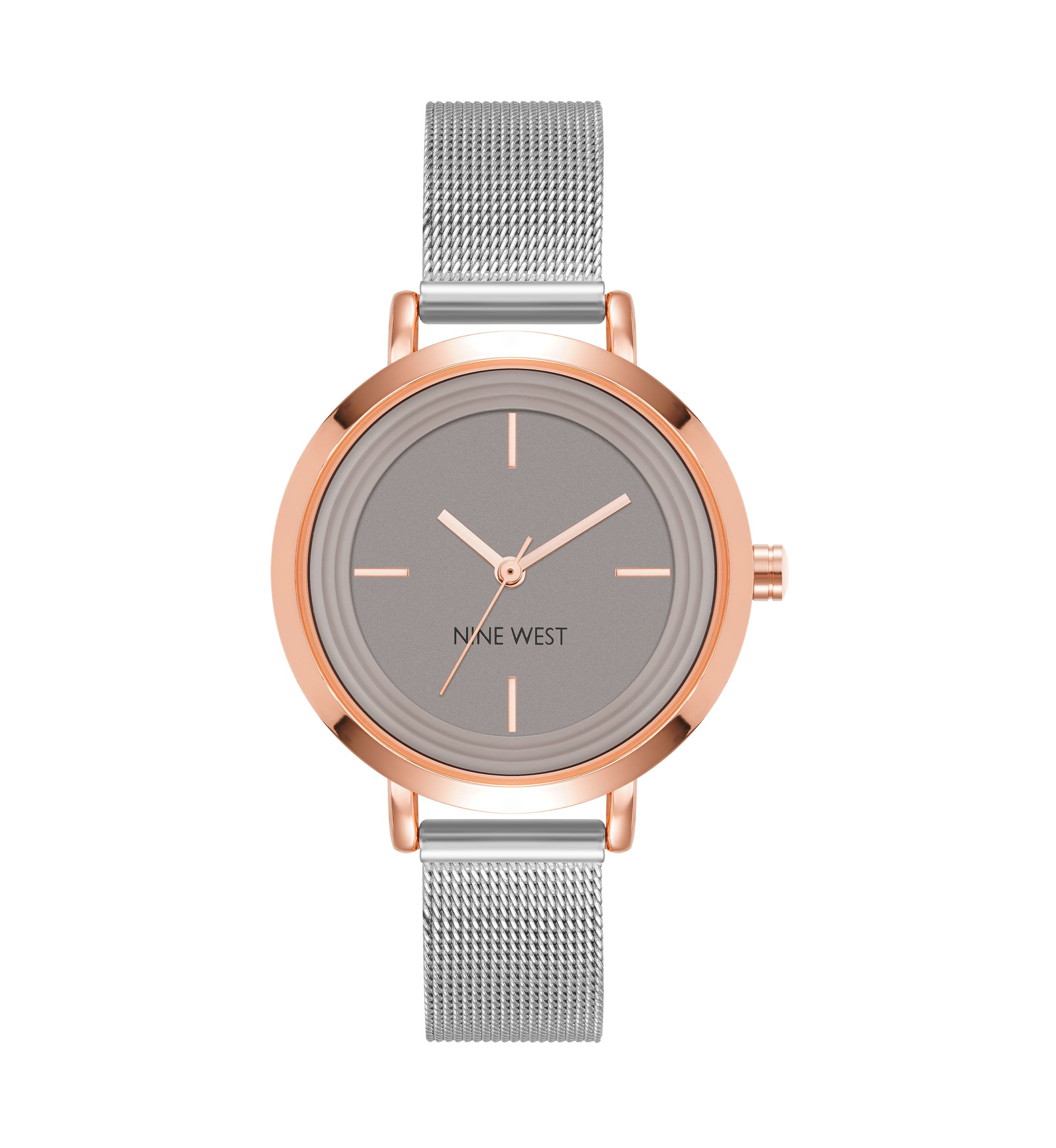  Quartz Silver-Tone Stainless Steel Mesh Band Watch