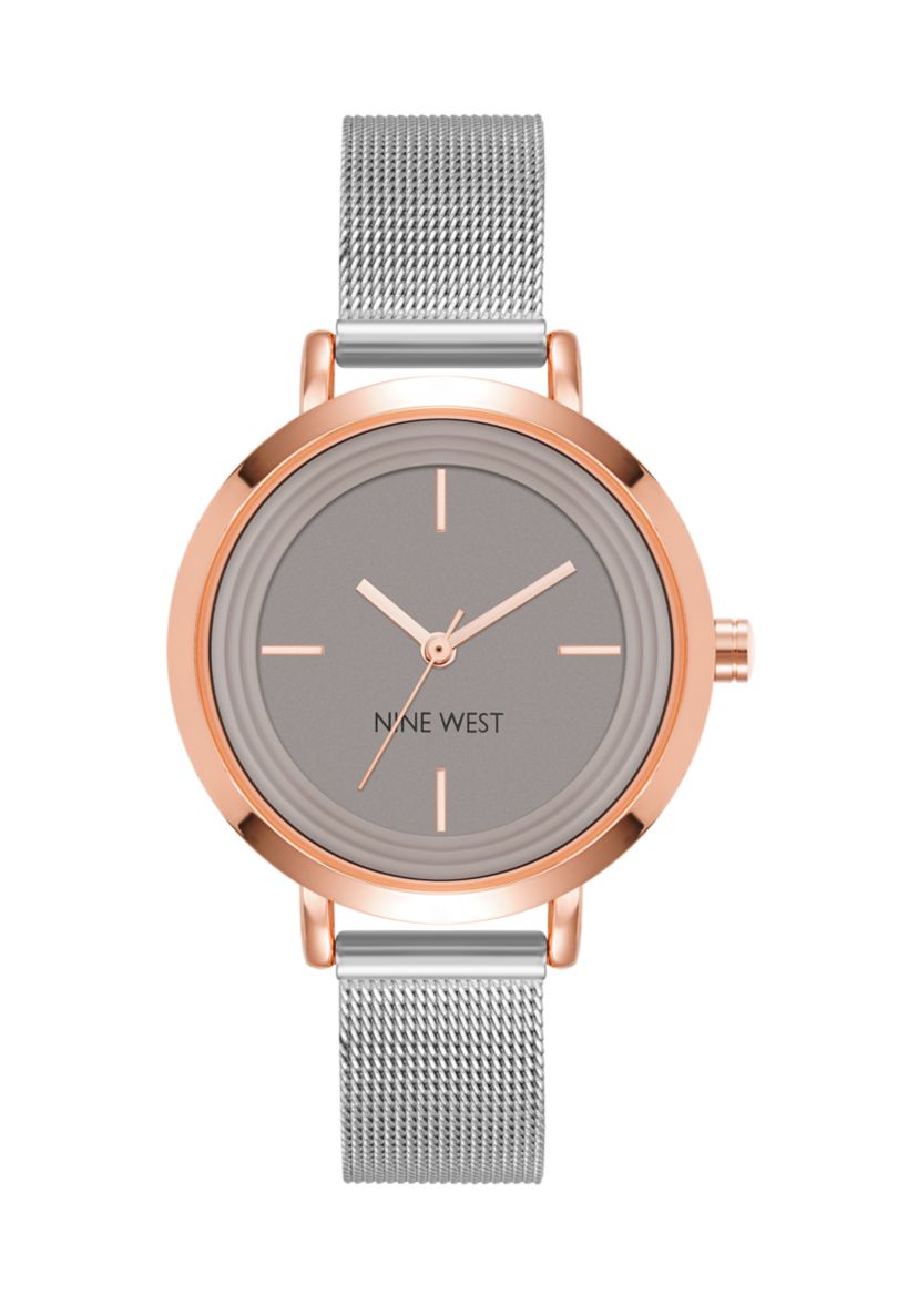  Quartz Silver-Tone Stainless Steel Mesh Band Watch