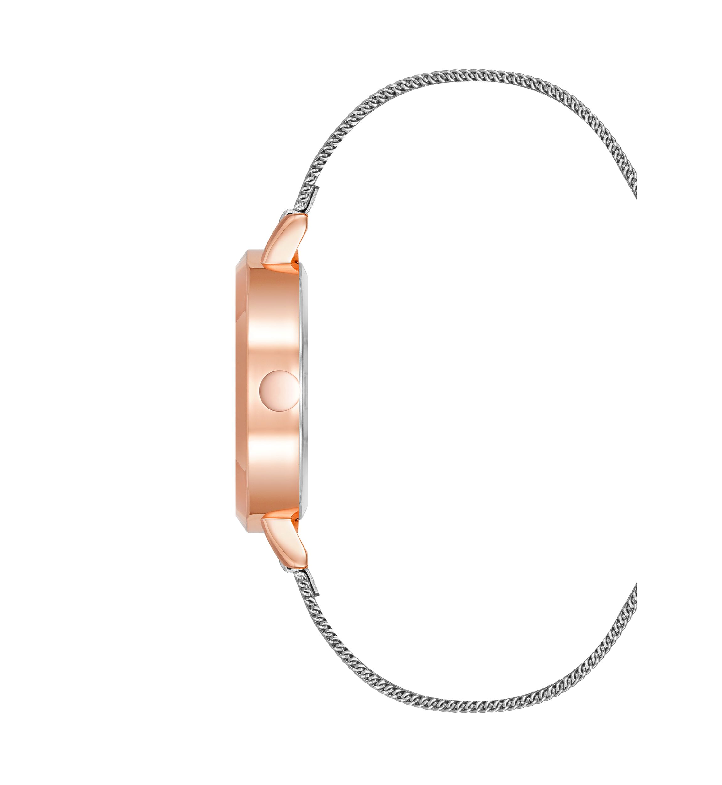  Quartz Silver-Tone Stainless Steel Mesh Band Watch