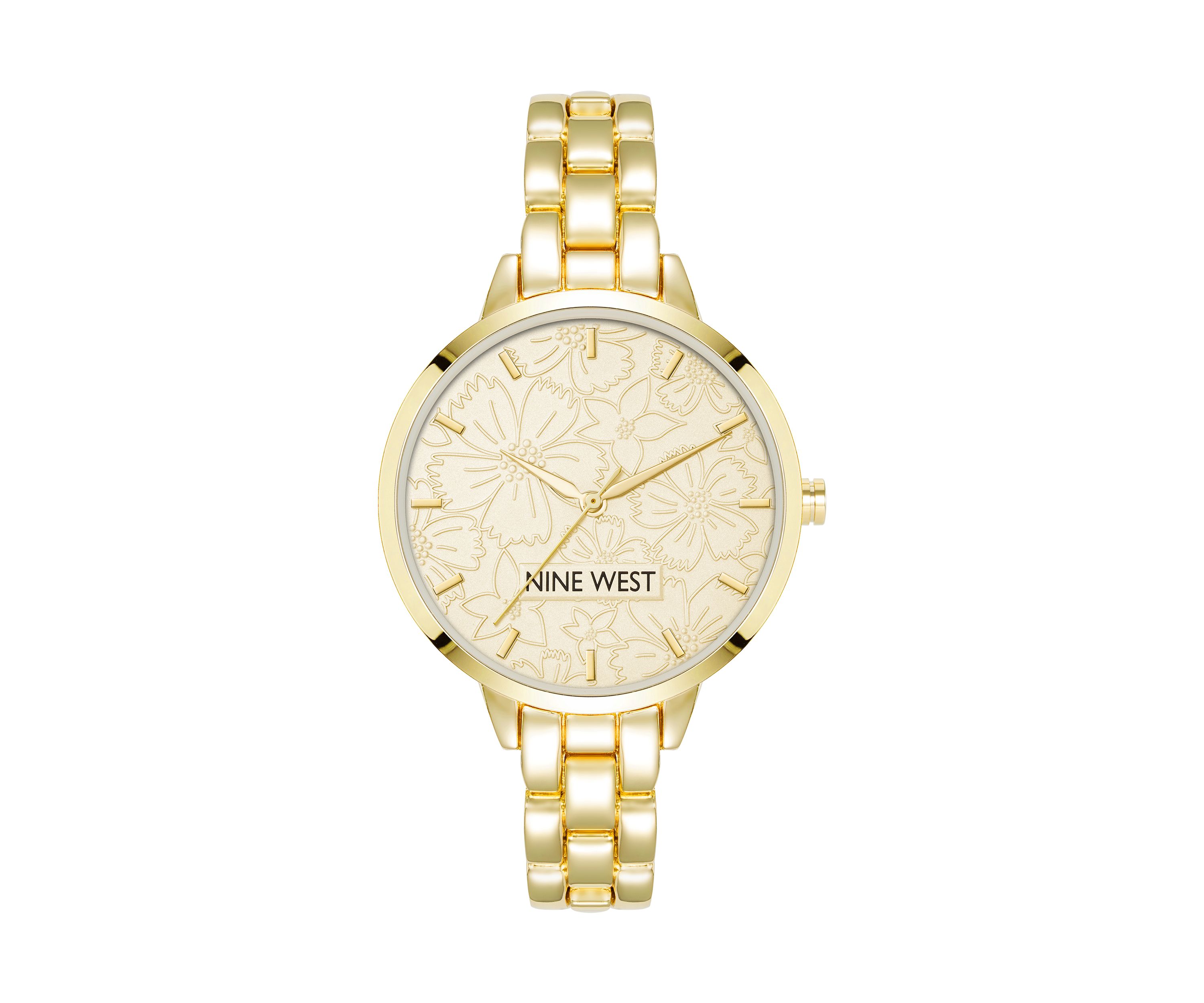 Womens Gold-Tone Metal Link Bracelet Watch