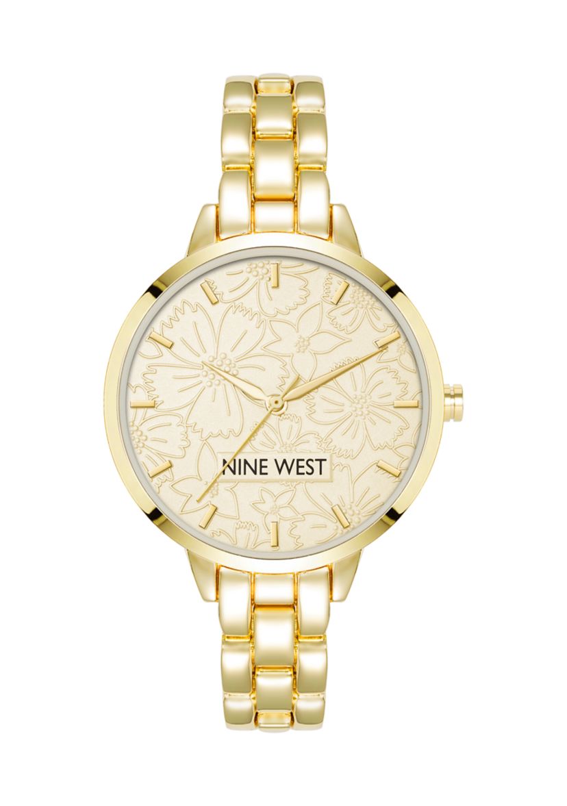 Womens Gold-Tone Metal Link Bracelet Watch
