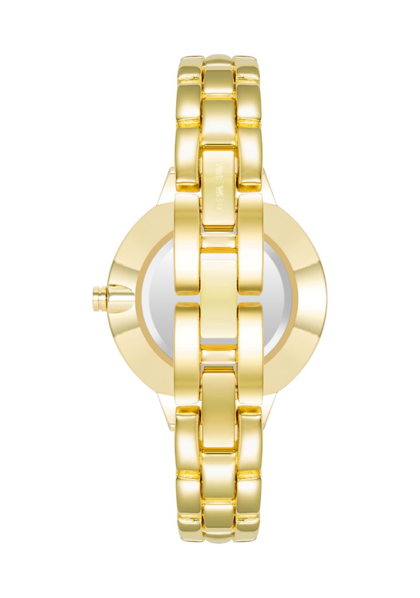 Womens Gold-Tone Metal Link Bracelet Watch