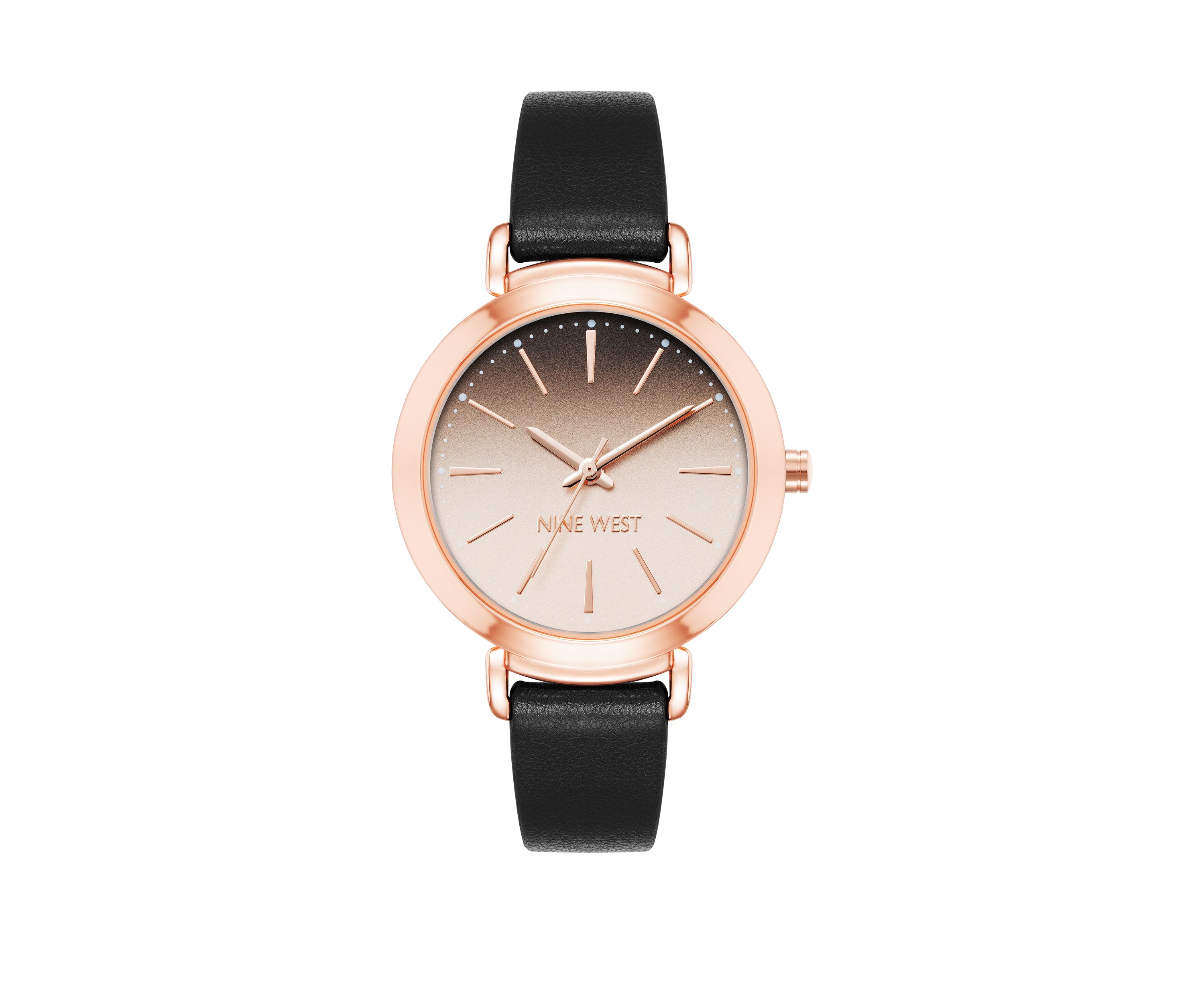 Womens 36 Millimeter Black Faux Leather Band Watch