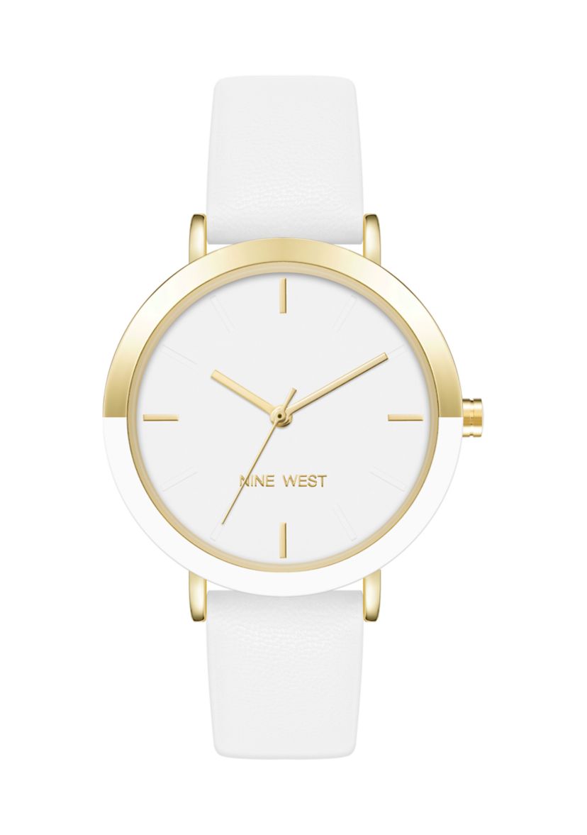 Quartz Modern White Polyurethane Leather Band Watch