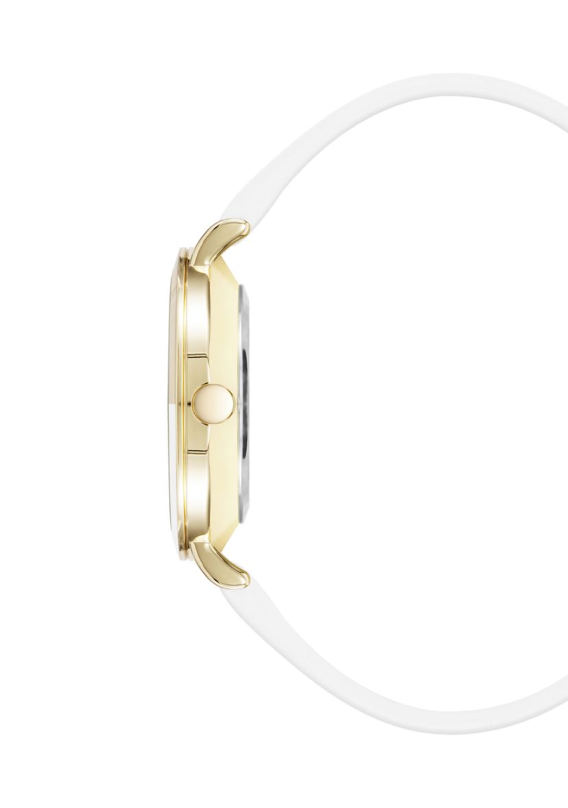 Quartz Modern White Polyurethane Leather Band Watch