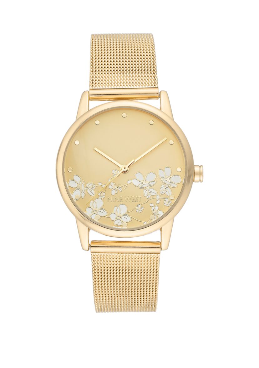 Floral Mesh Band Watch