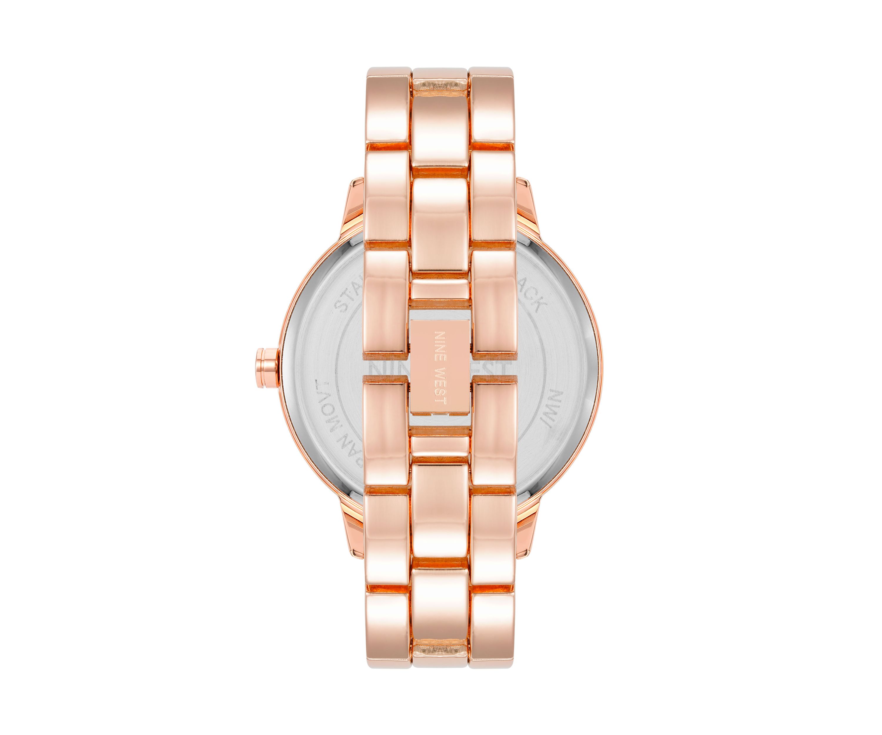 Womens Quartz Round Rose Gold-Tone Alloy Link Bracelet and Floral Pattern Watch