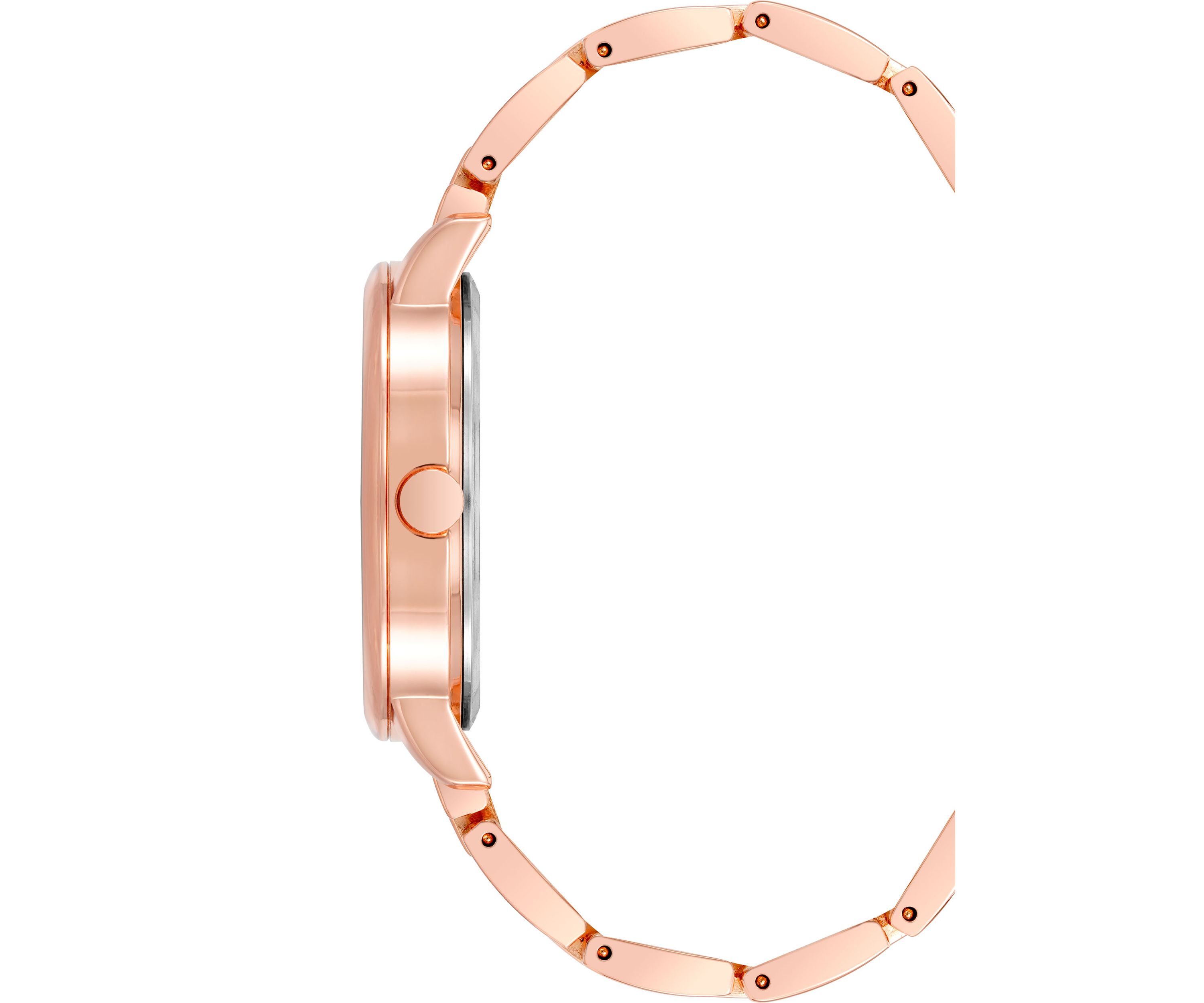Womens Quartz Round Rose Gold-Tone Alloy Link Bracelet and Floral Pattern Watch