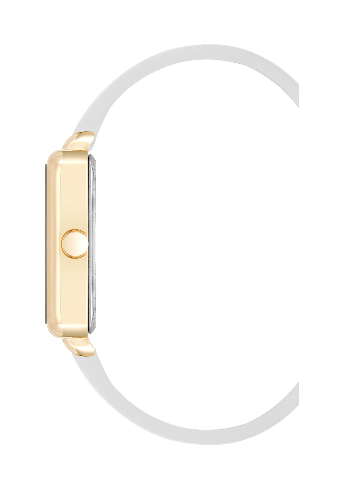 Womens Square White Faux Leather Band Watch