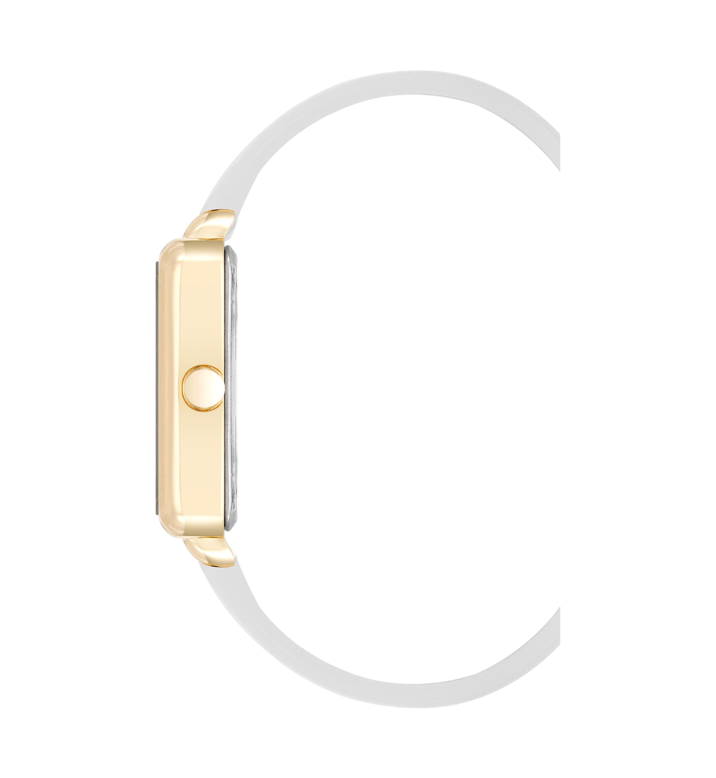 Womens Square White Faux Leather Band Watch