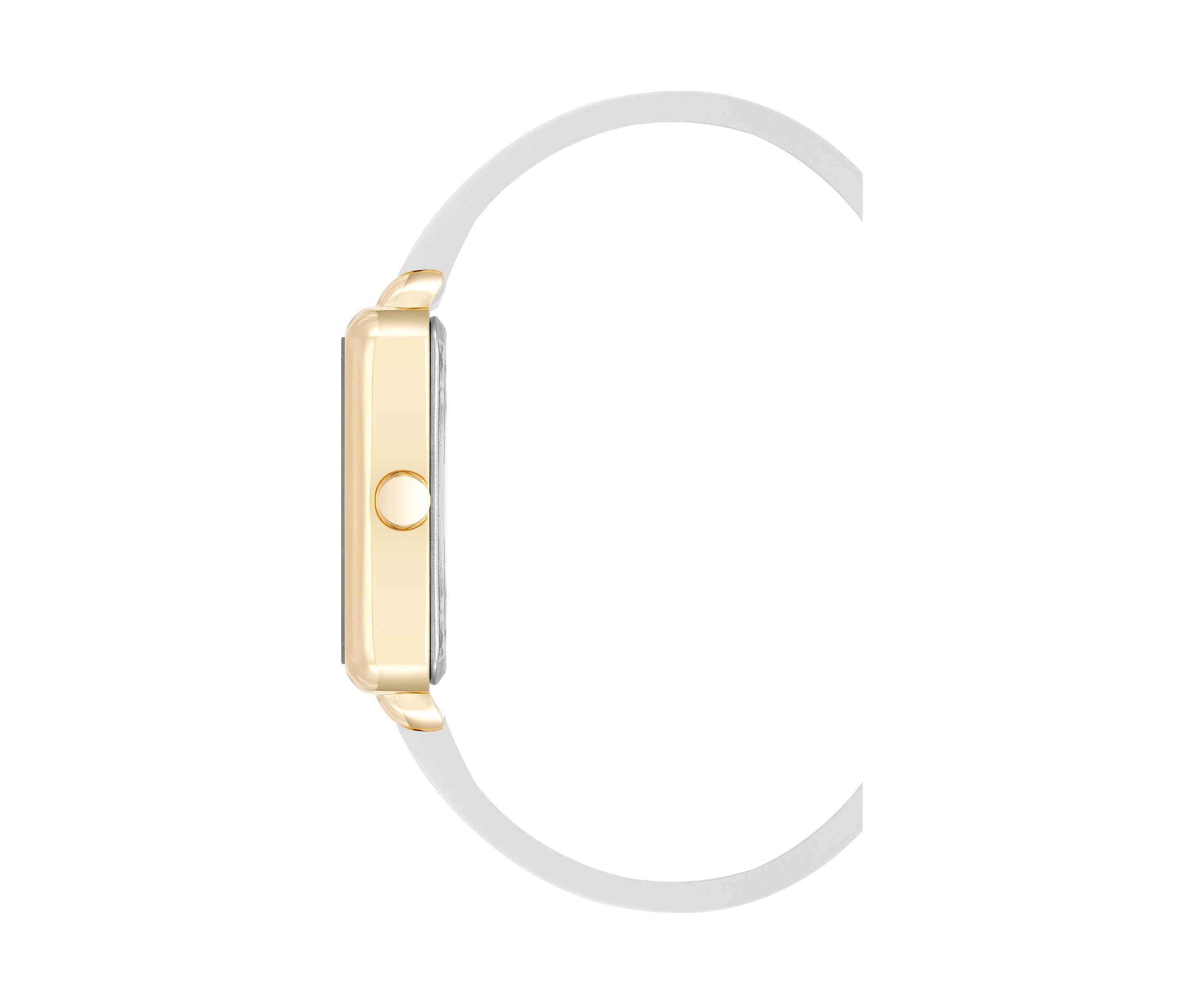 Womens Square White Faux Leather Band Watch