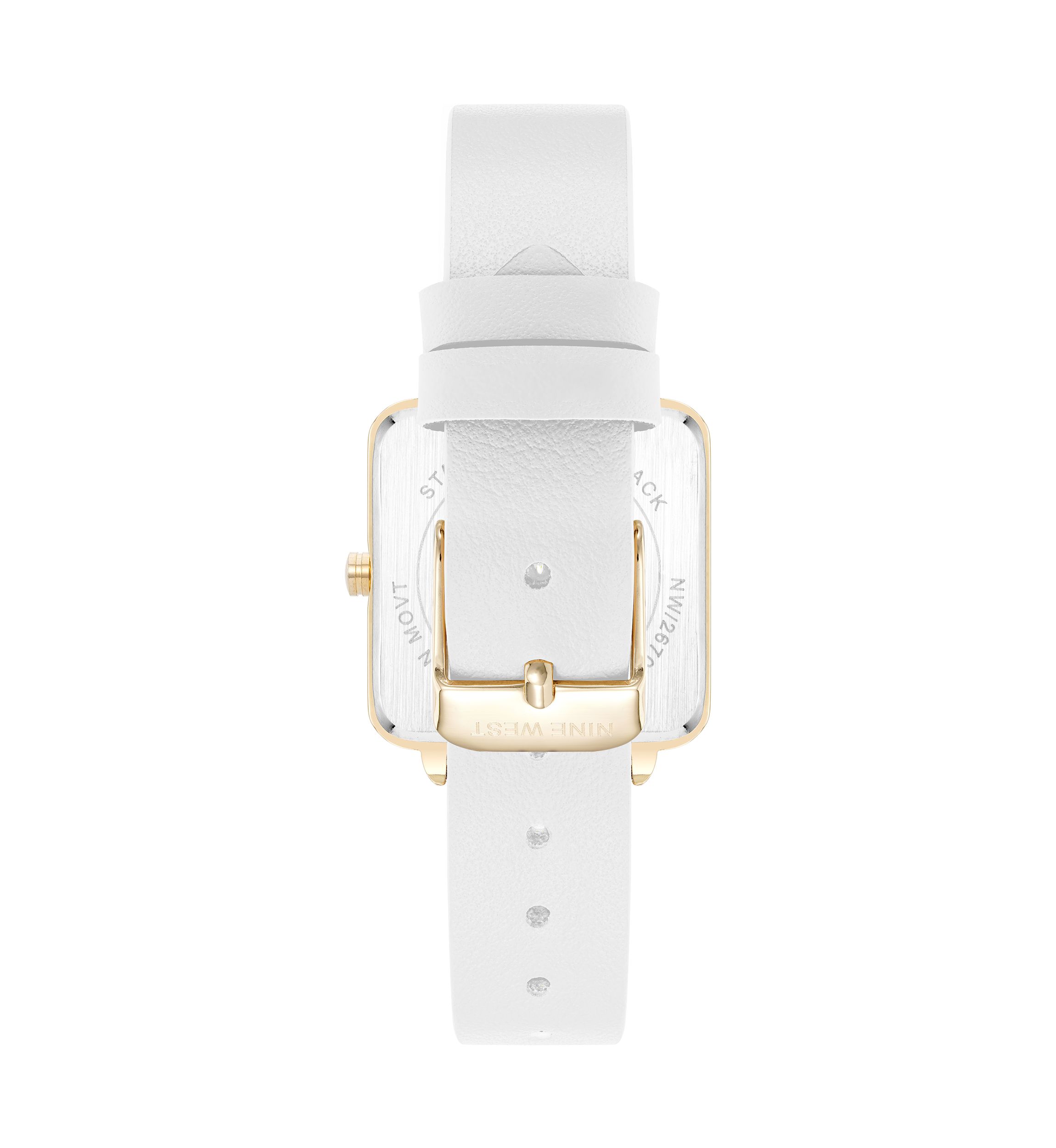Womens Square White Faux Leather Band Watch
