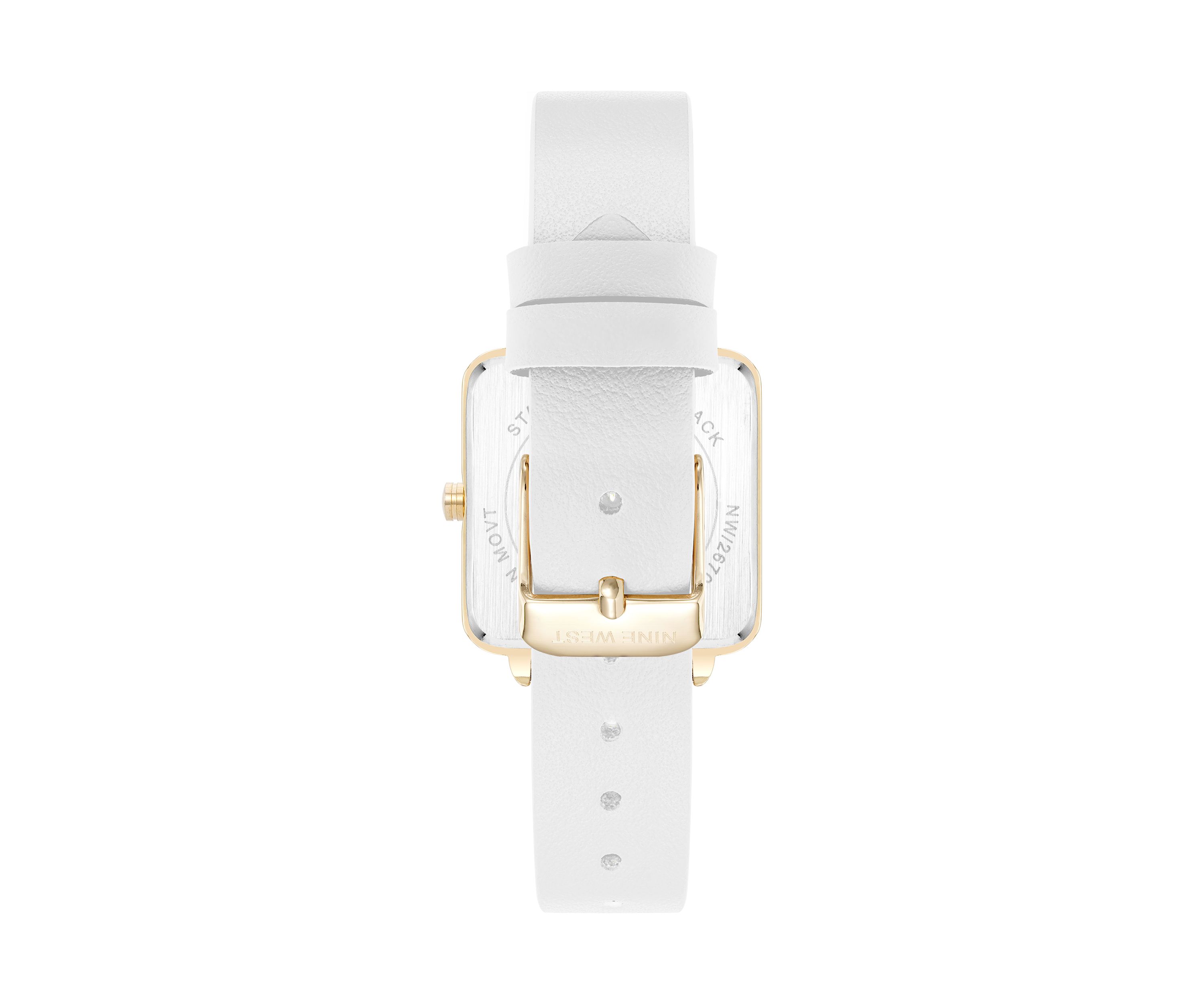 Womens Square White Faux Leather Band Watch