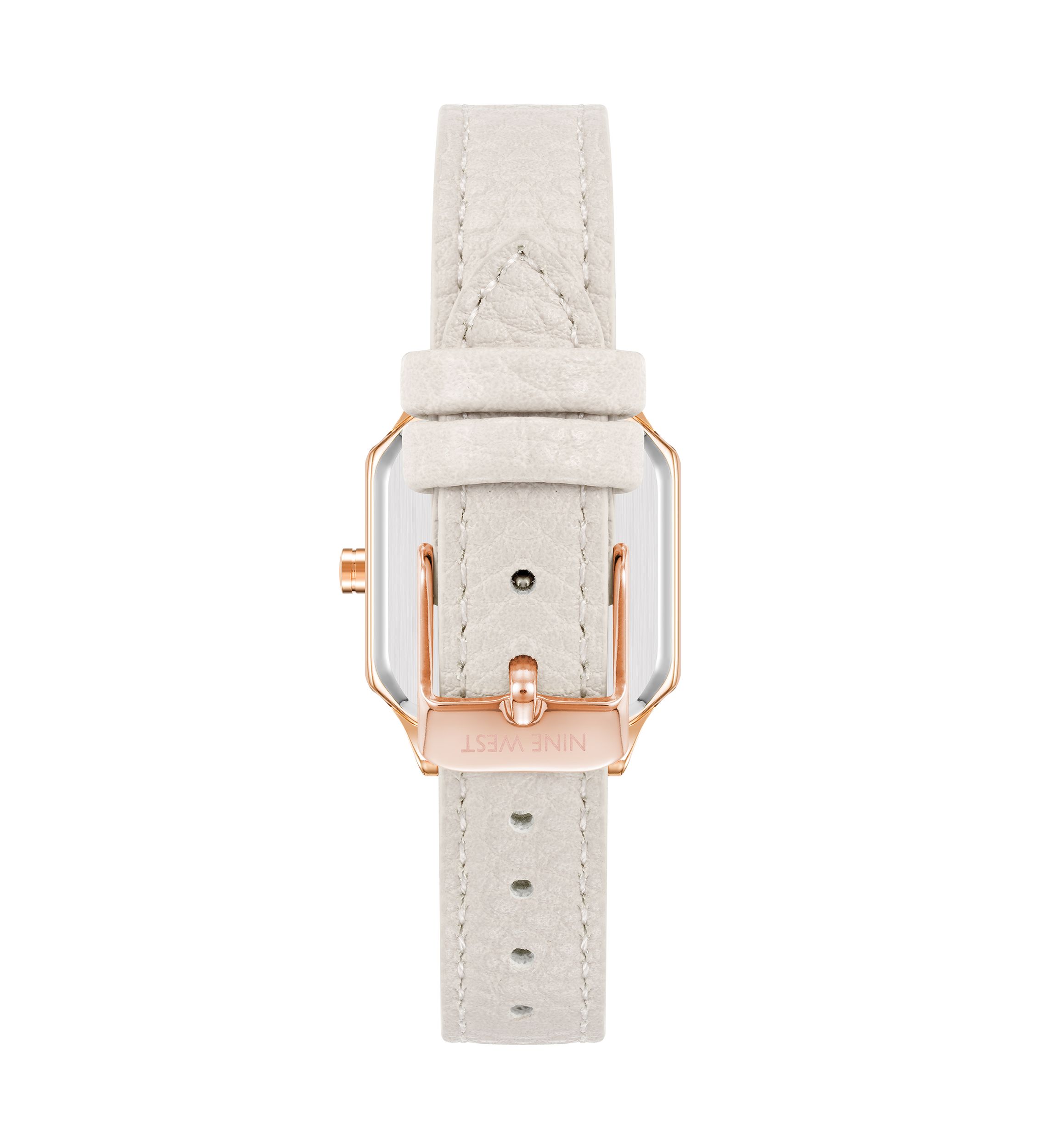 Womens Quartz Octagonal White Faux Leather Band Watch