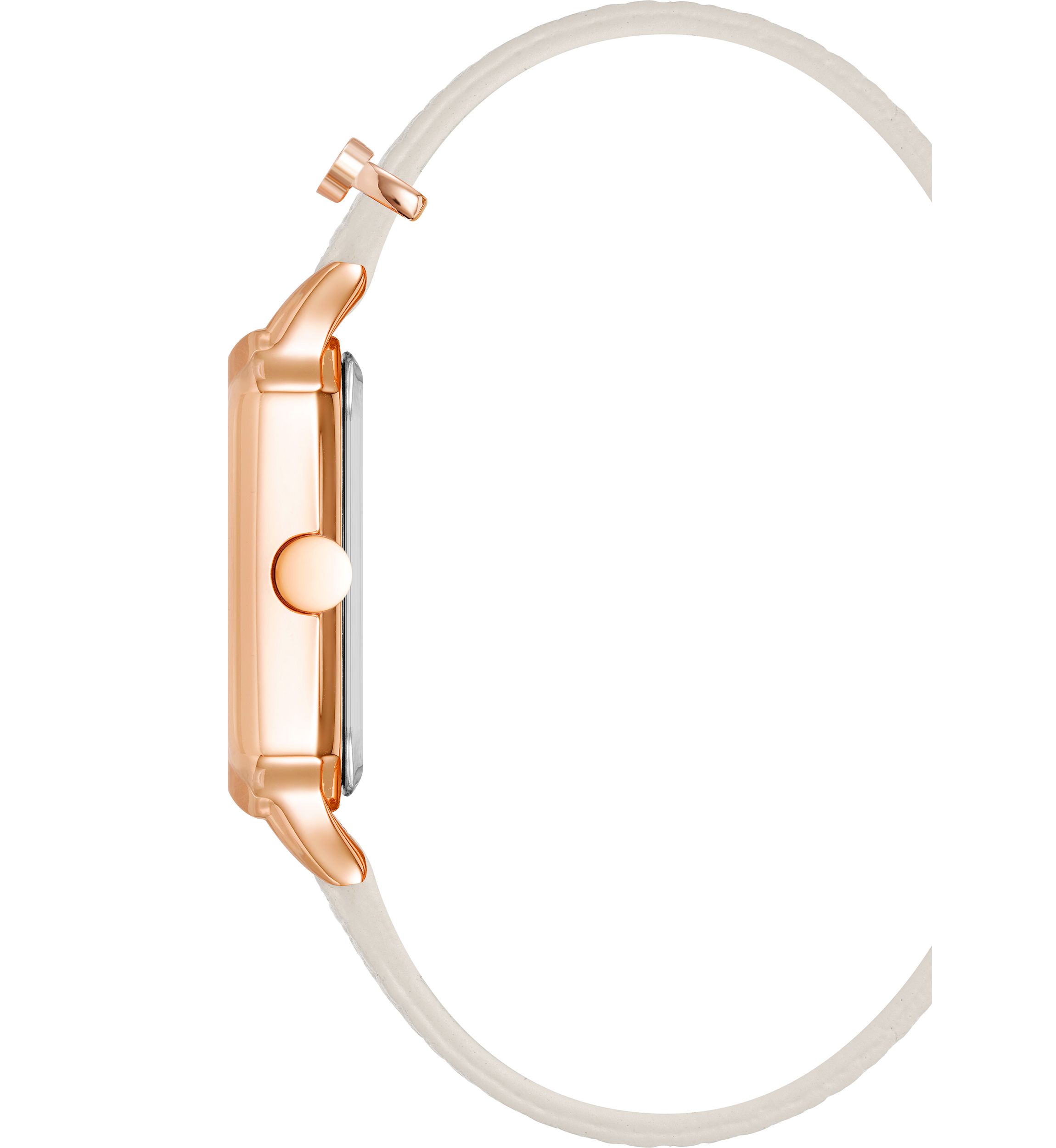 Womens Quartz Octagonal White Faux Leather Band Watch